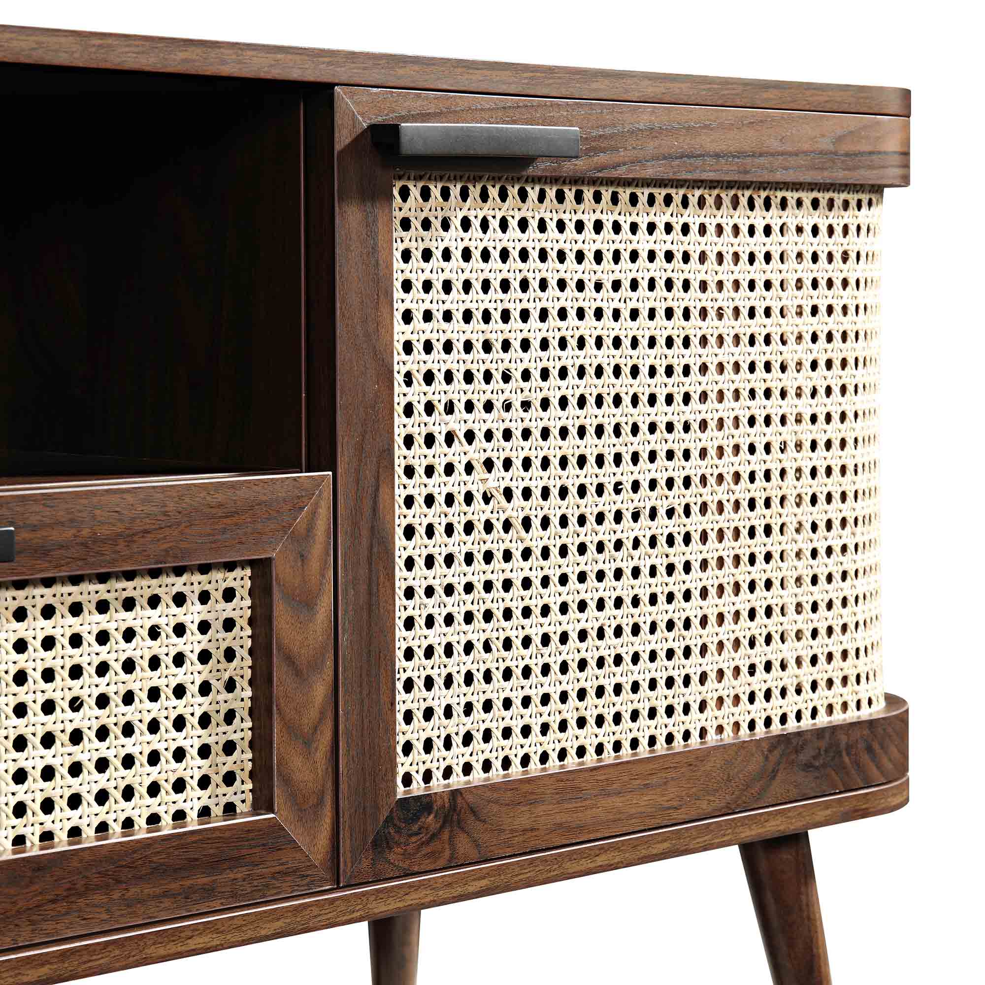 Izzy Curved Rattan 150cm TV Unit, Walnut - Image 12