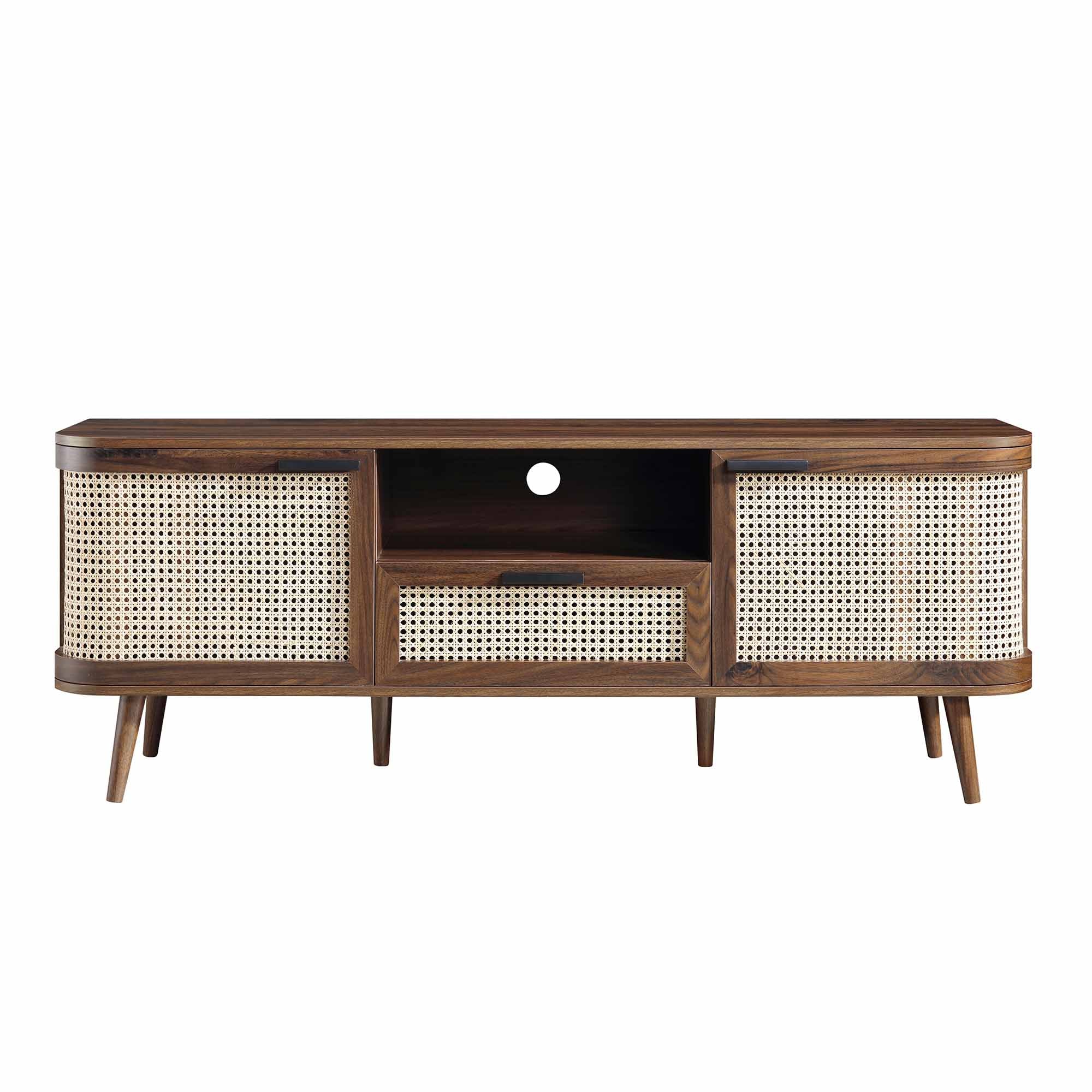 Izzy Curved Rattan 150cm TV Unit, Walnut - Image 4