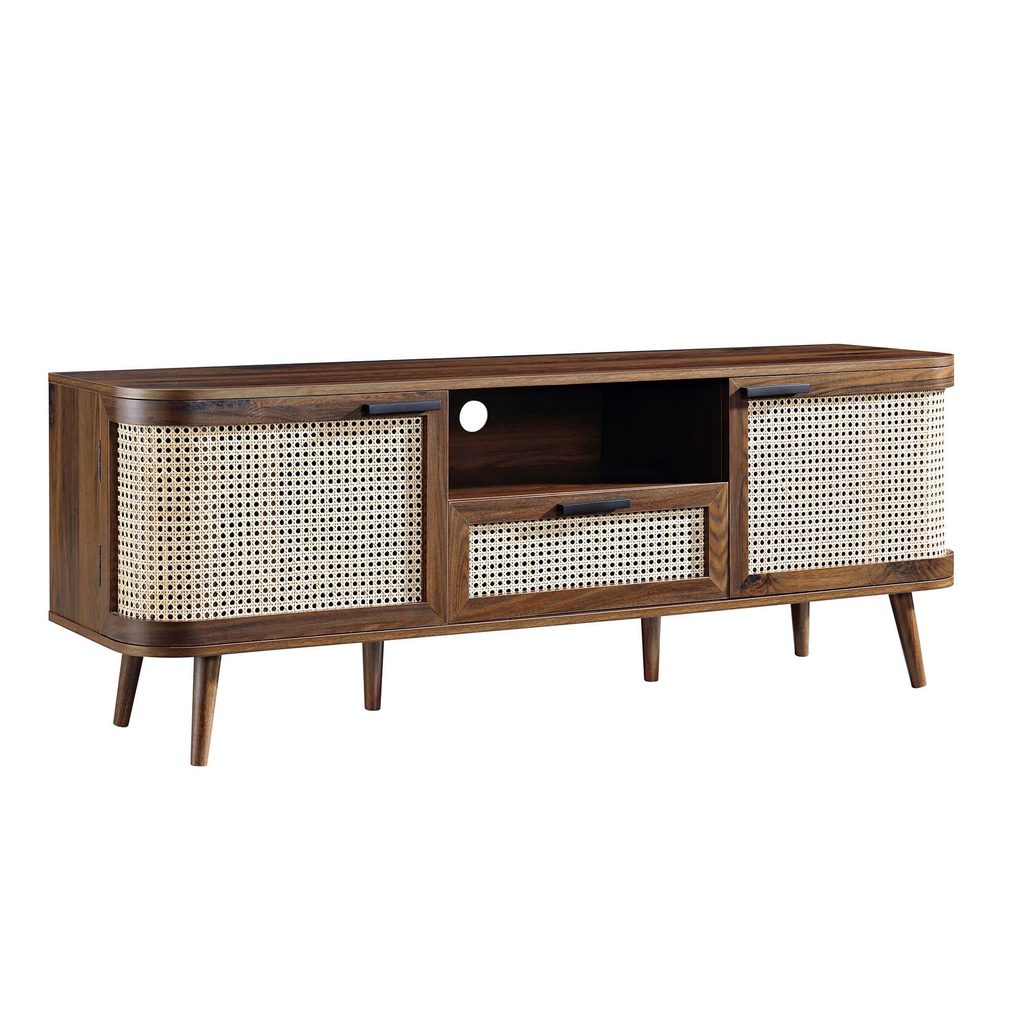 Izzy Curved Rattan 150cm TV Unit, Walnut - Image 5