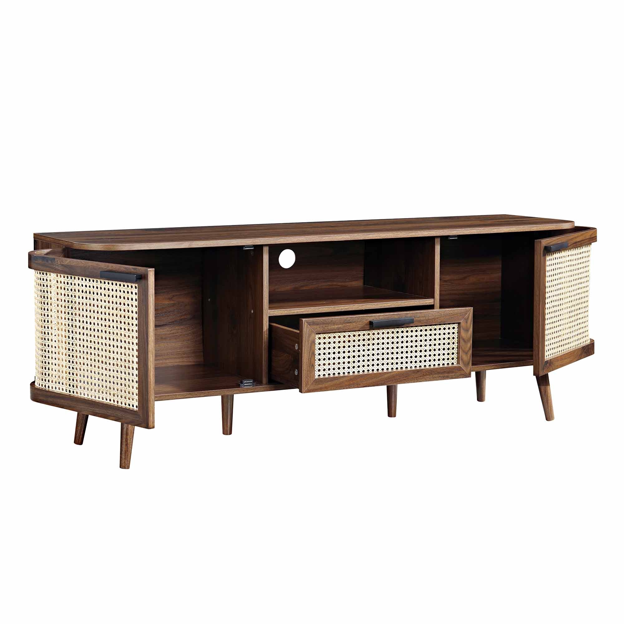 Izzy Curved Rattan 150cm TV Unit, Walnut - Image 7