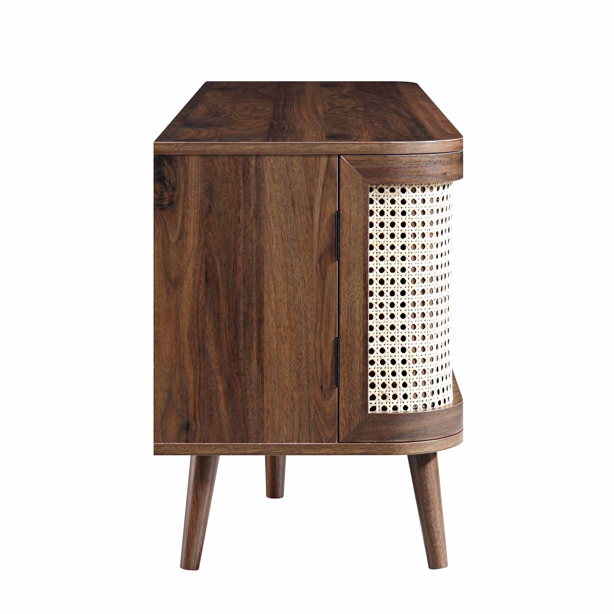 Izzy Curved Rattan 150cm TV Unit, Walnut - Image 8