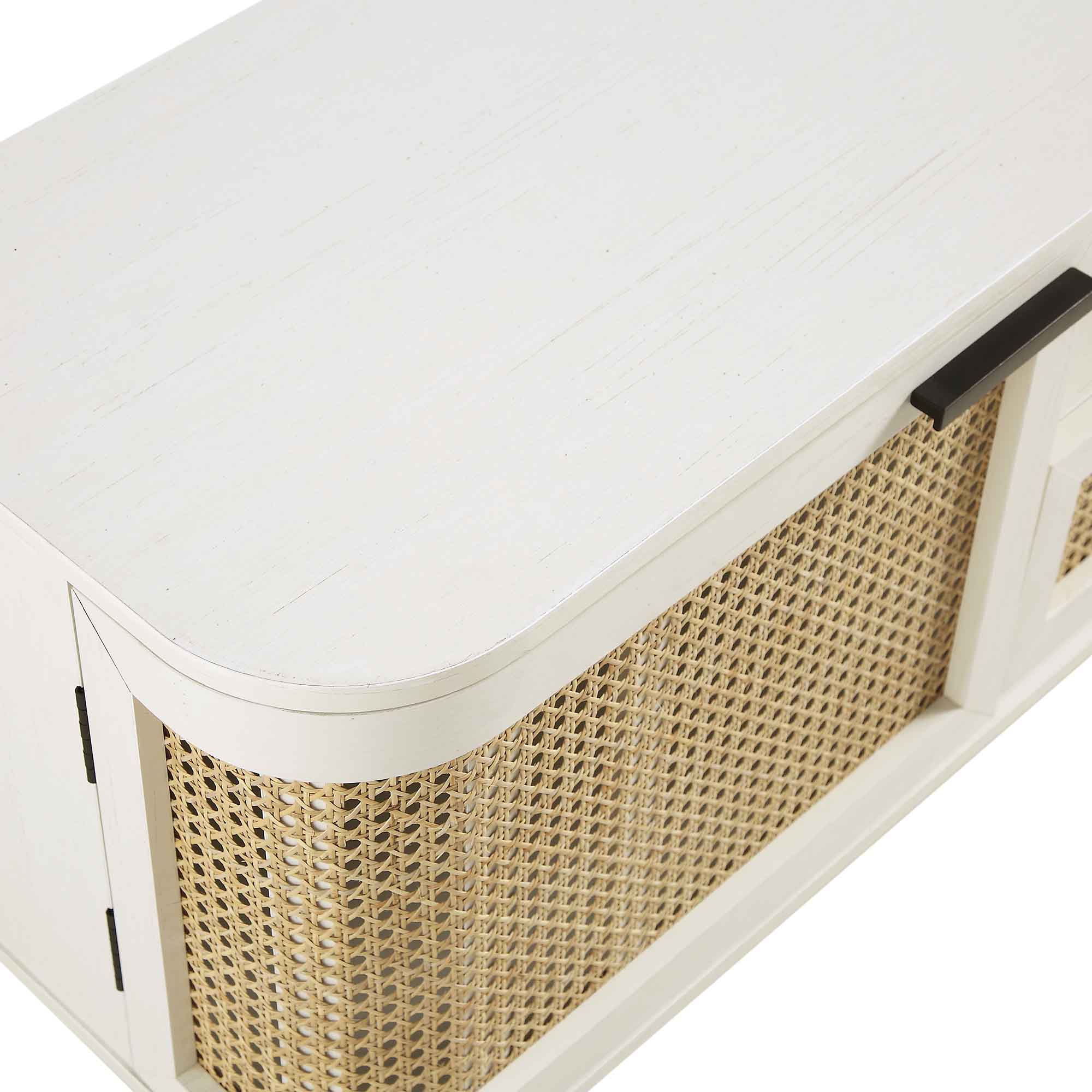 Izzy Curved Rattan 150cm TV Unit, White - Image 12