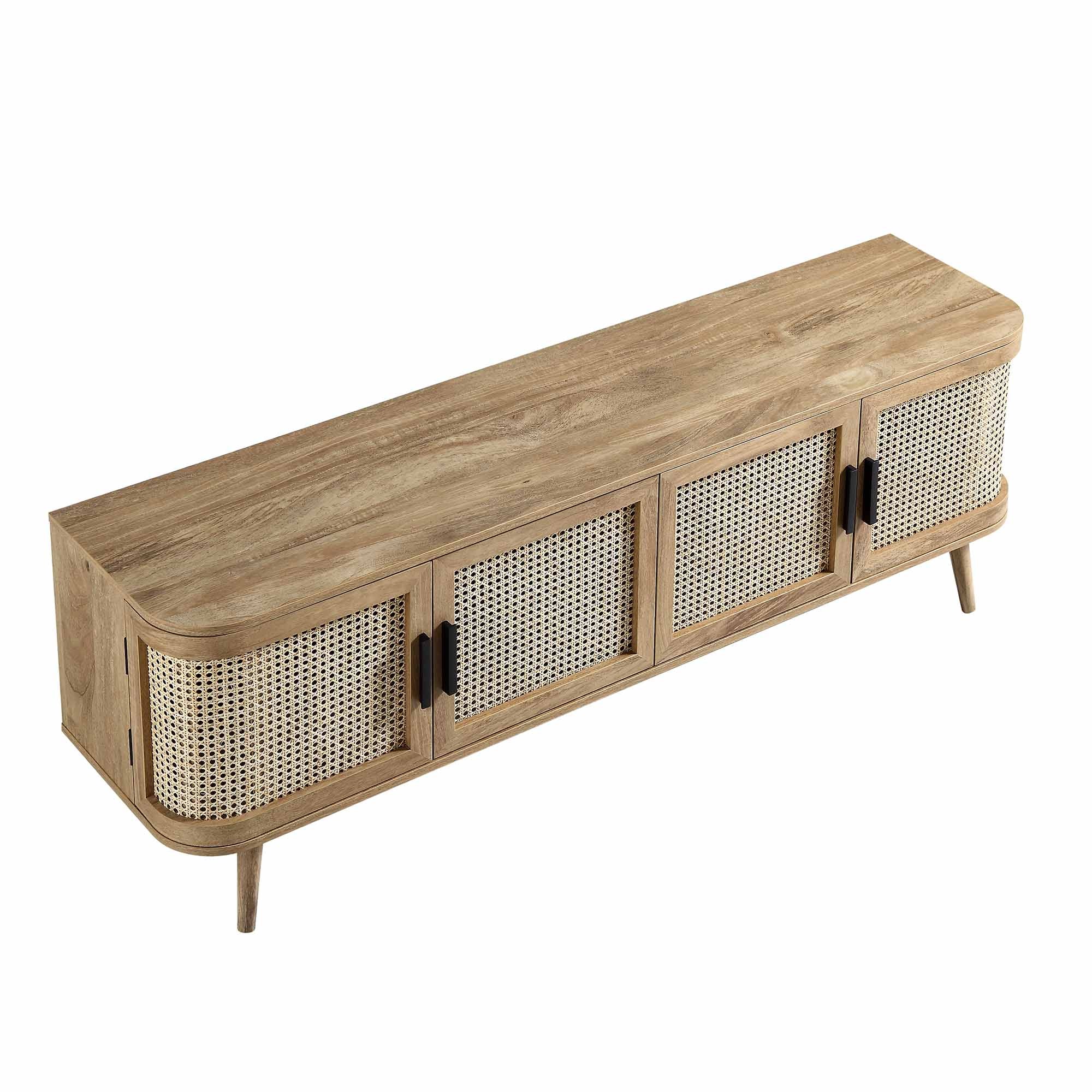 Izzy Curved Rattan 160cm Wide TV Unit, Natural - Image 14