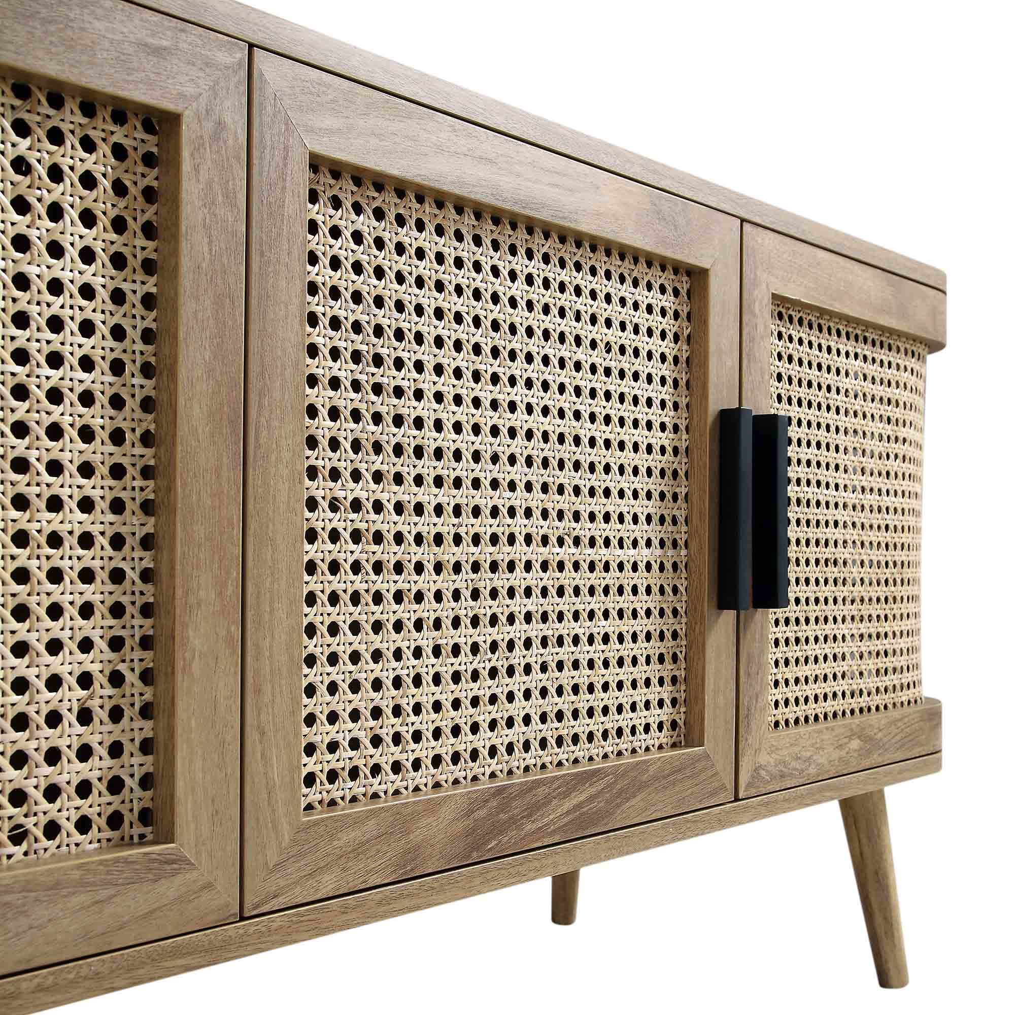 Izzy Curved Rattan 160cm Wide TV Unit, Natural - Image 8