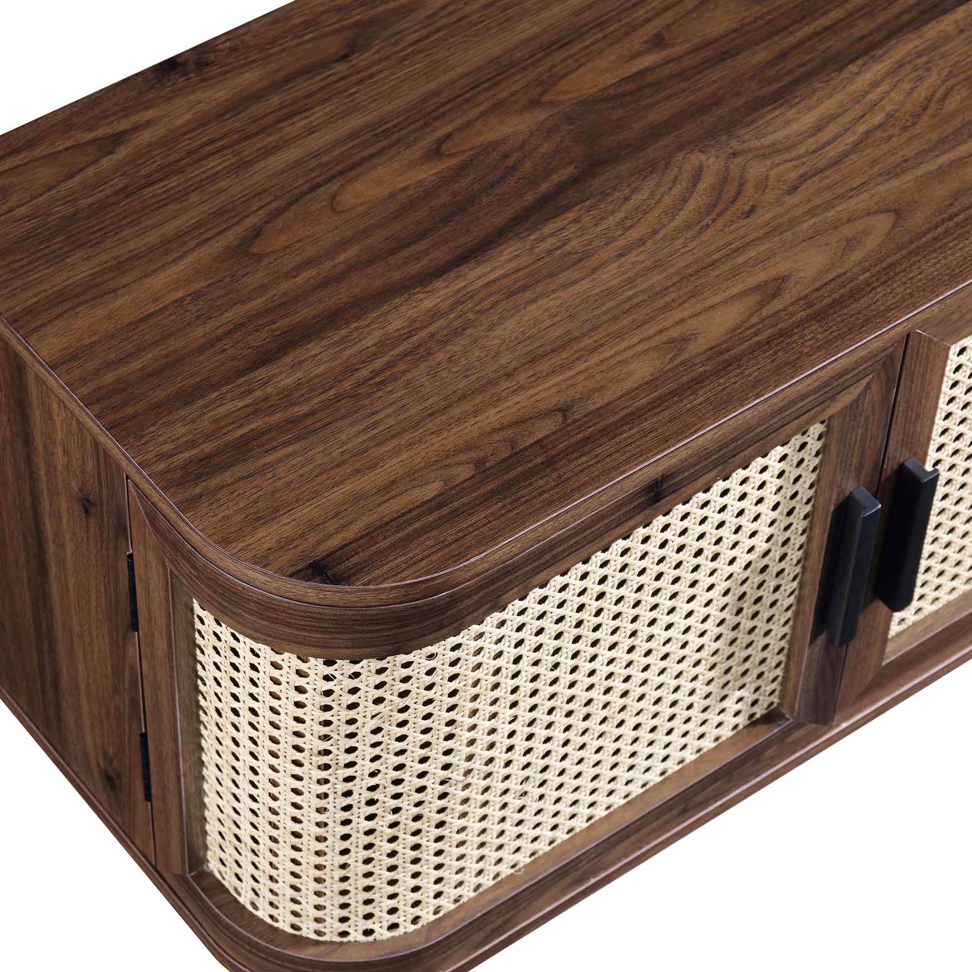 Izzy Curved Rattan 160cm Wide TV Unit, Walnut - Image 12