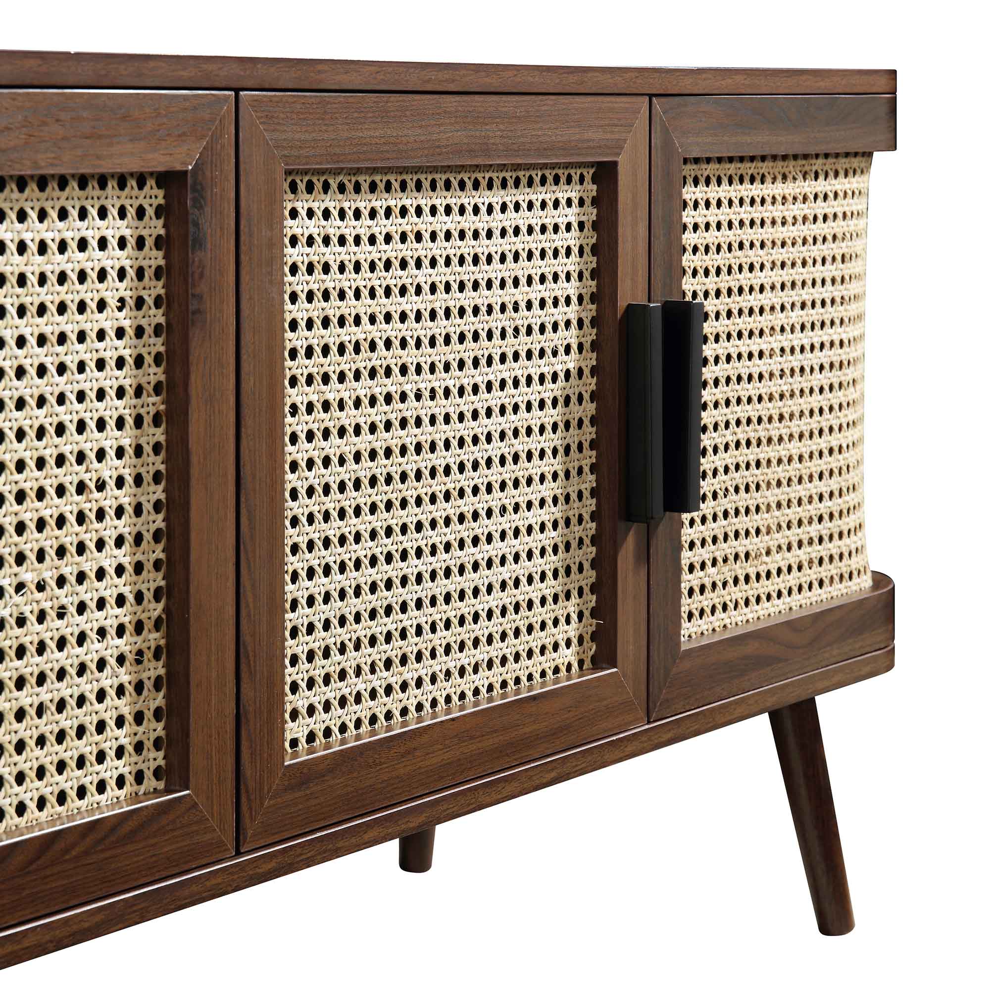 Izzy Curved Rattan 160cm Wide TV Unit, Walnut - Image 13