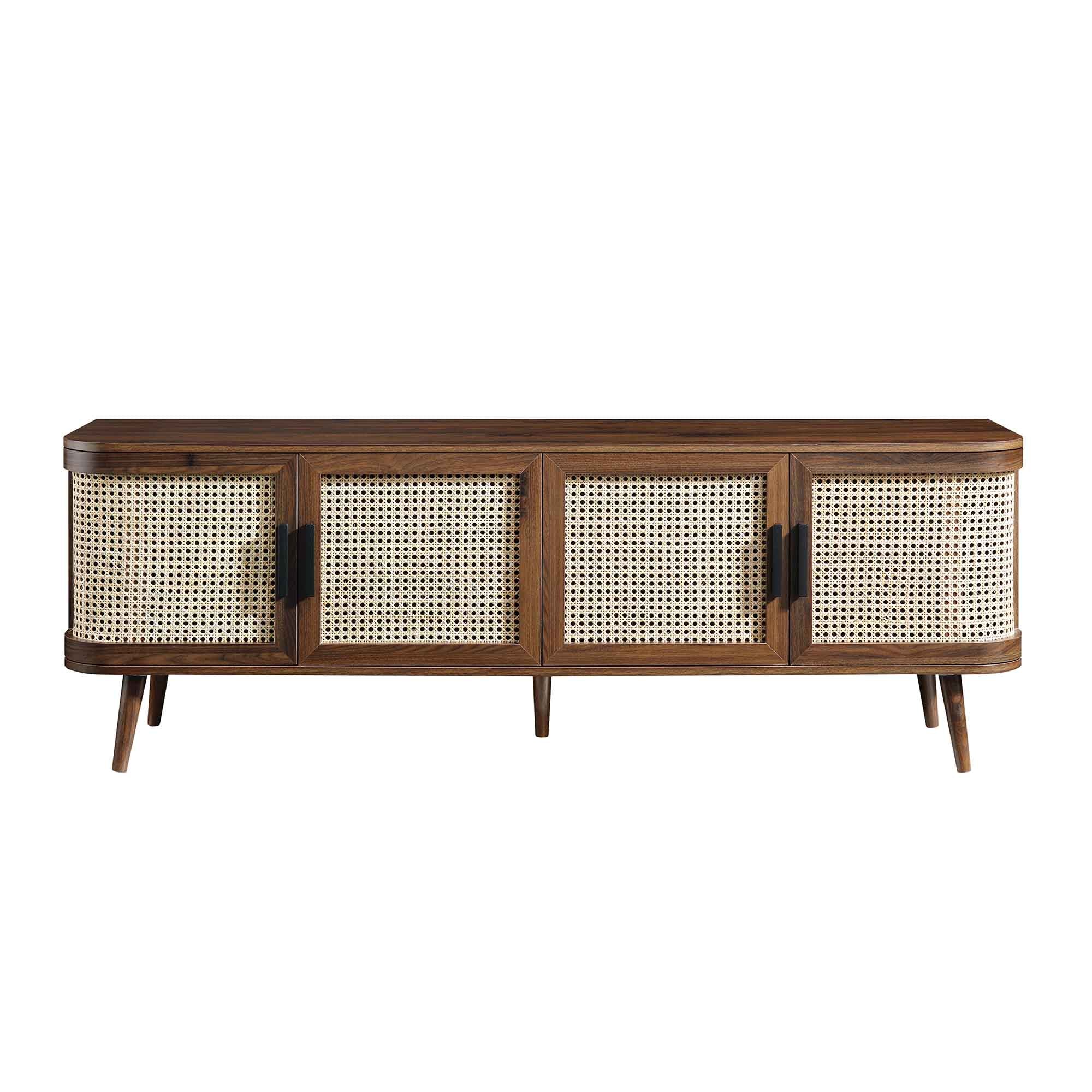 Izzy Curved Rattan 160cm Wide TV Unit, Walnut - Image 4