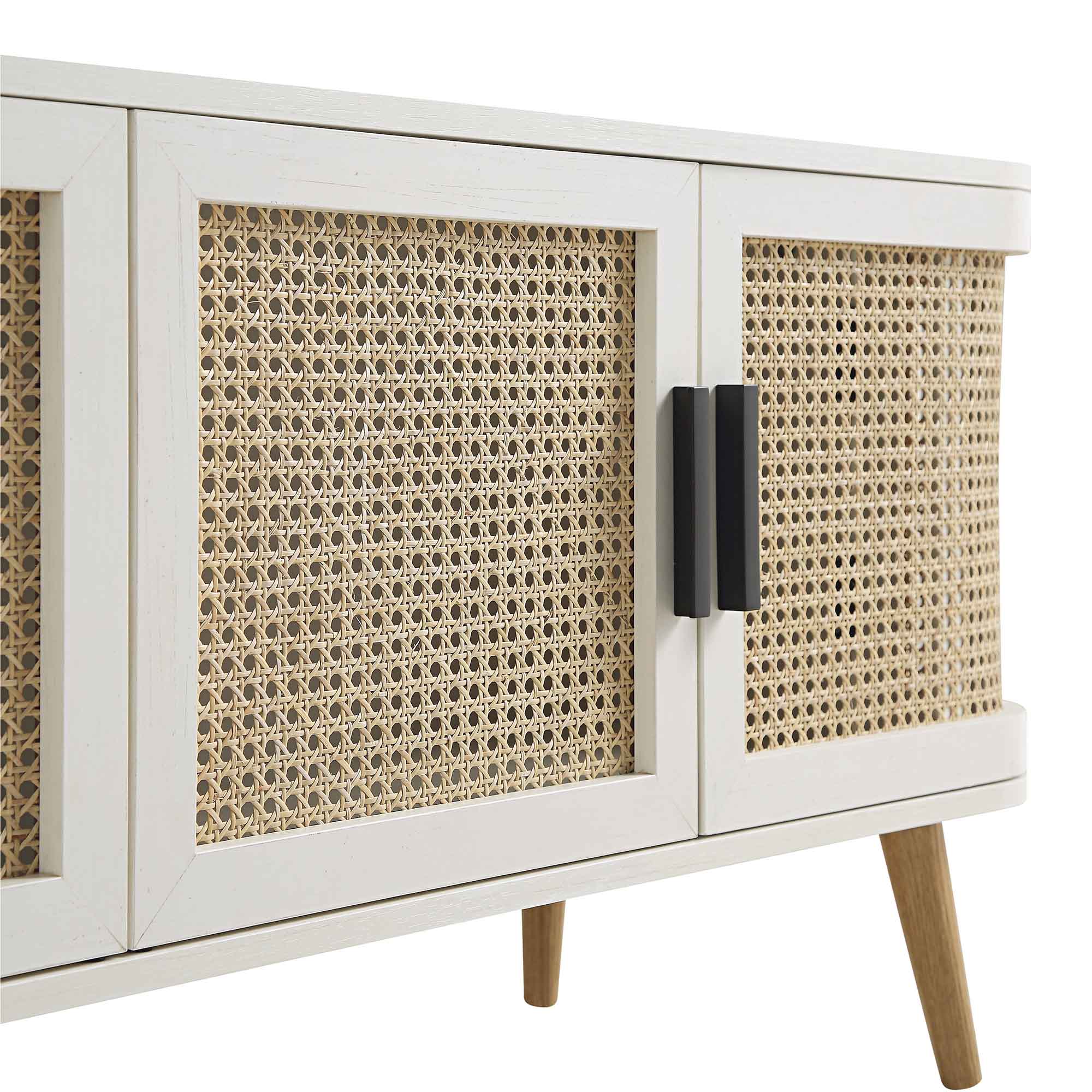 Izzy Curved Rattan 160cm Wide TV Unit, White - Image 13