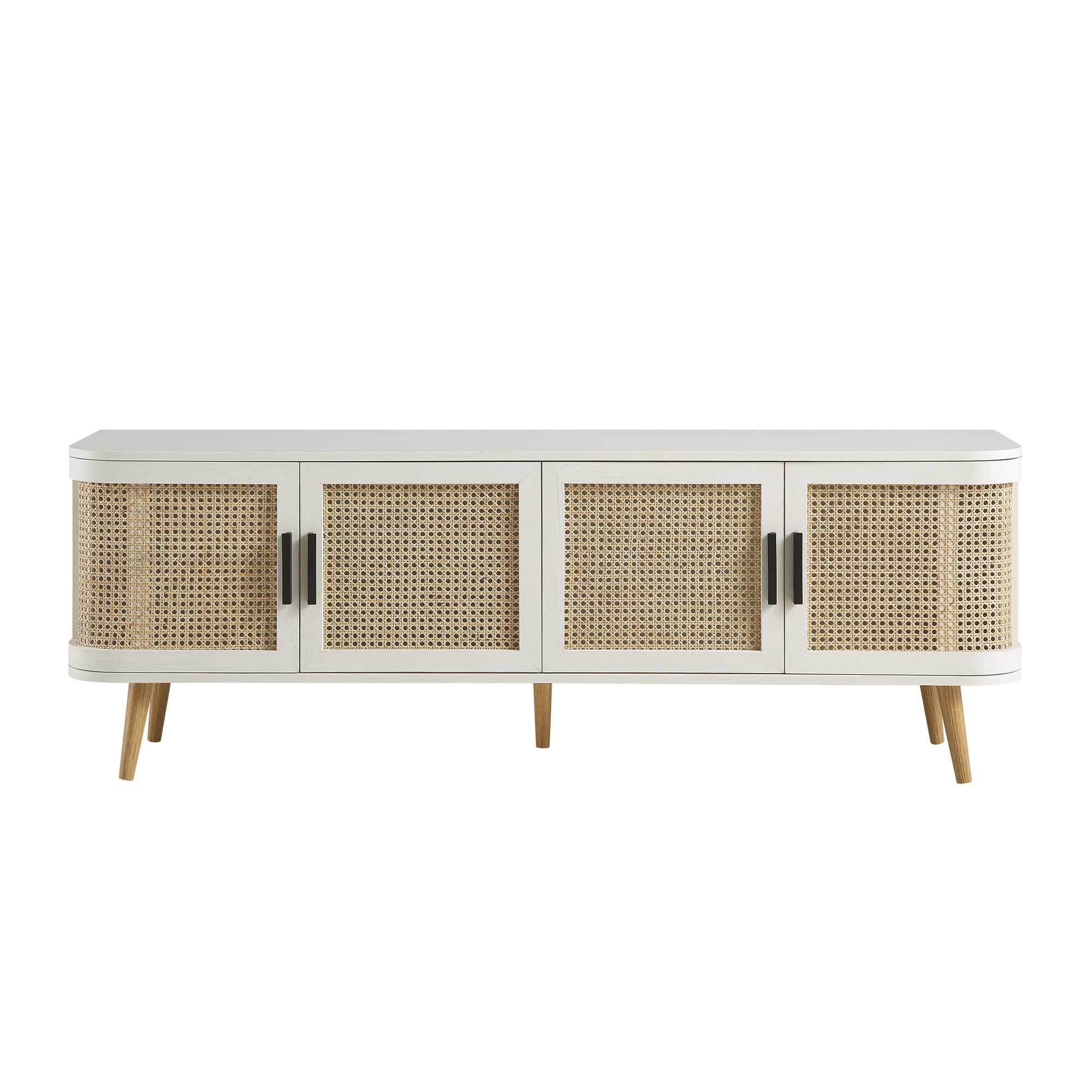 Izzy Curved Rattan 160cm Wide TV Unit, White - Image 4