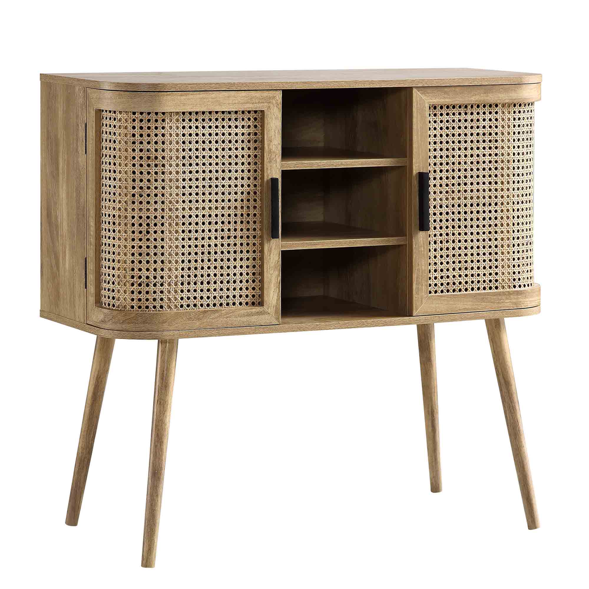 Izzy Curved Rattan 2-Door Buffet Sideboard, Natural - Image 5