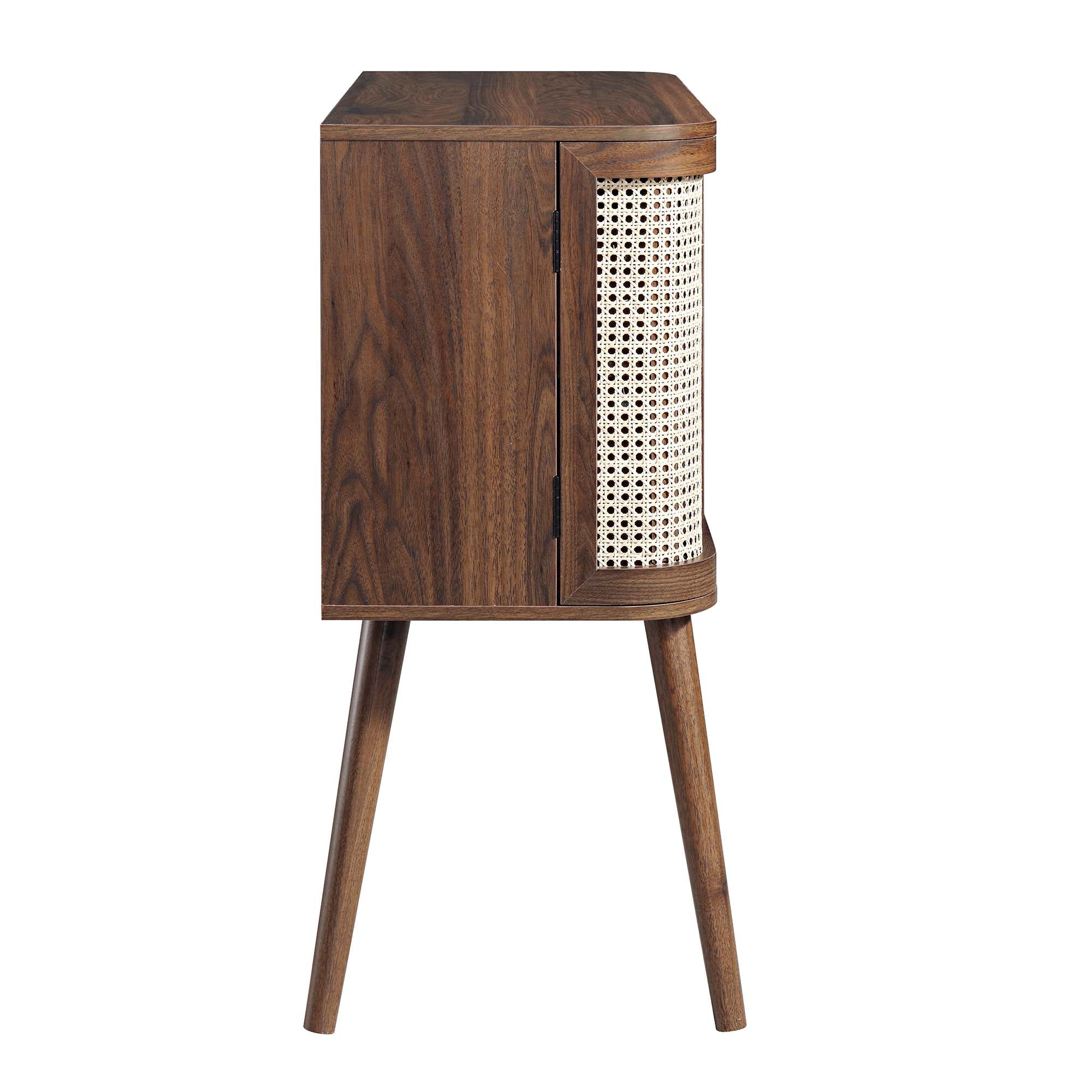 Izzy Curved Rattan 2-Door Buffet Sideboard, Walnut - Image 9