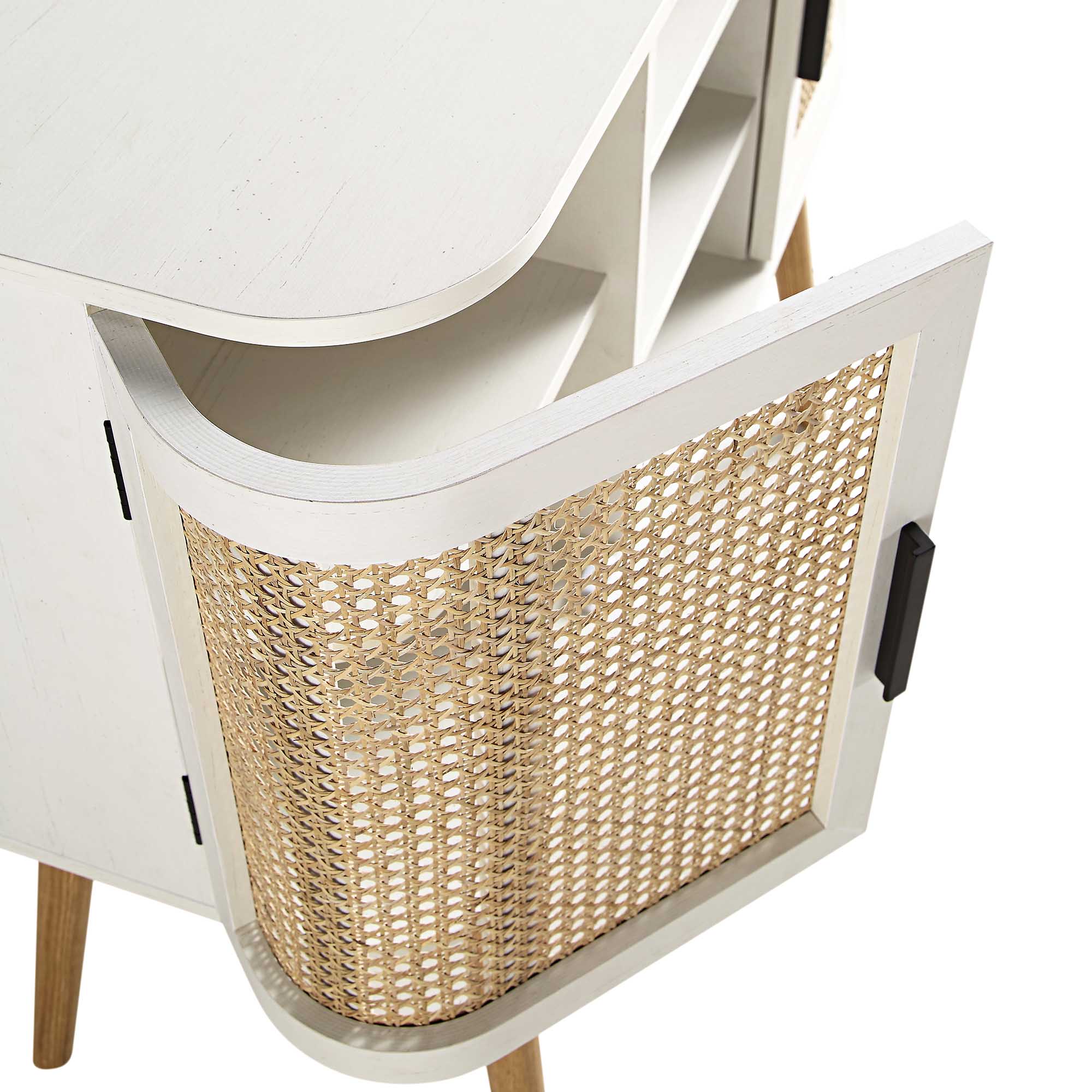 Izzy Curved Rattan 2-Door Buffet Sideboard, White - Image 11
