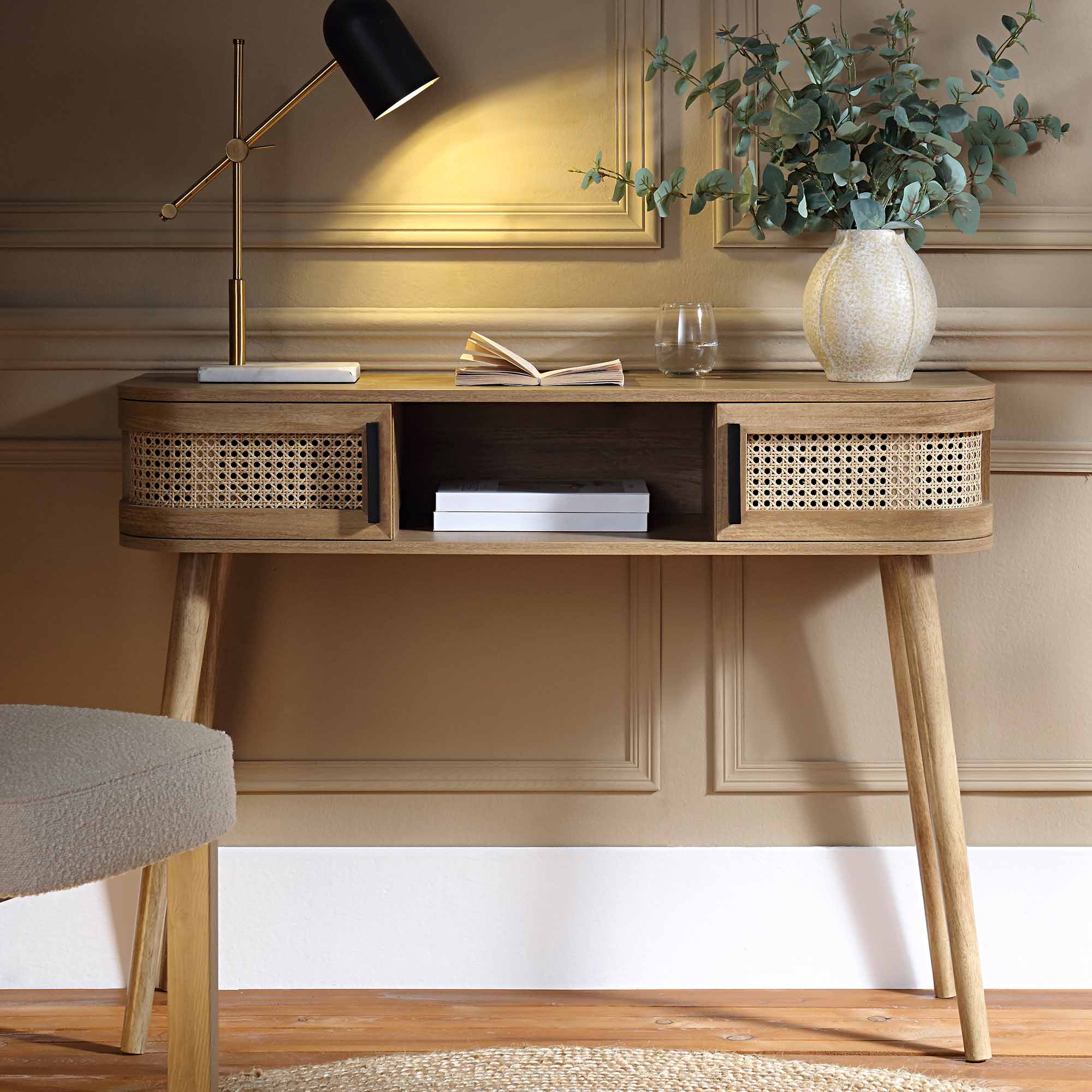 Izzy Curved Rattan 2-Door Table, Natural - Image 2