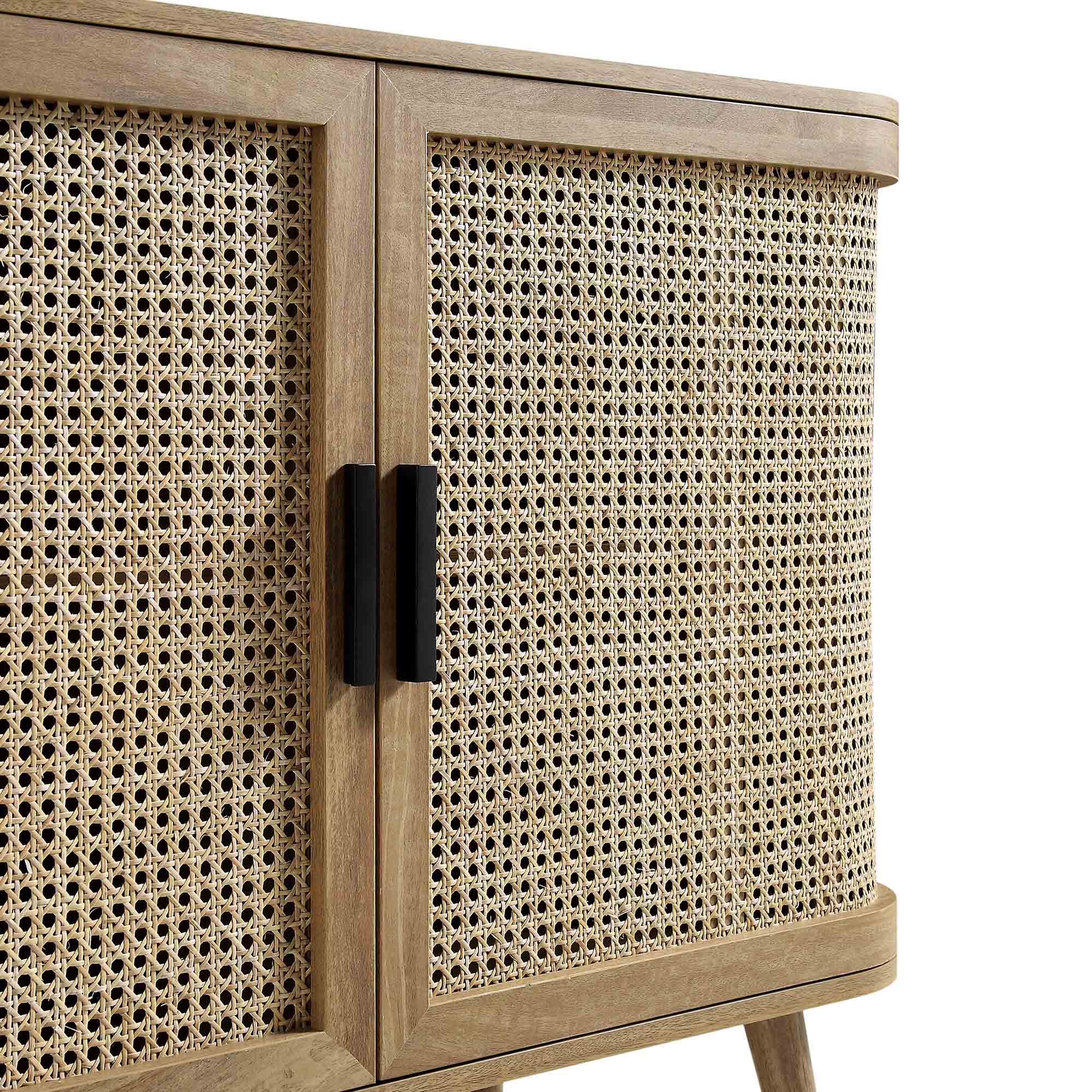 Izzy Curved Rattan 2-Door Small Sideboard, Natural - Image 11