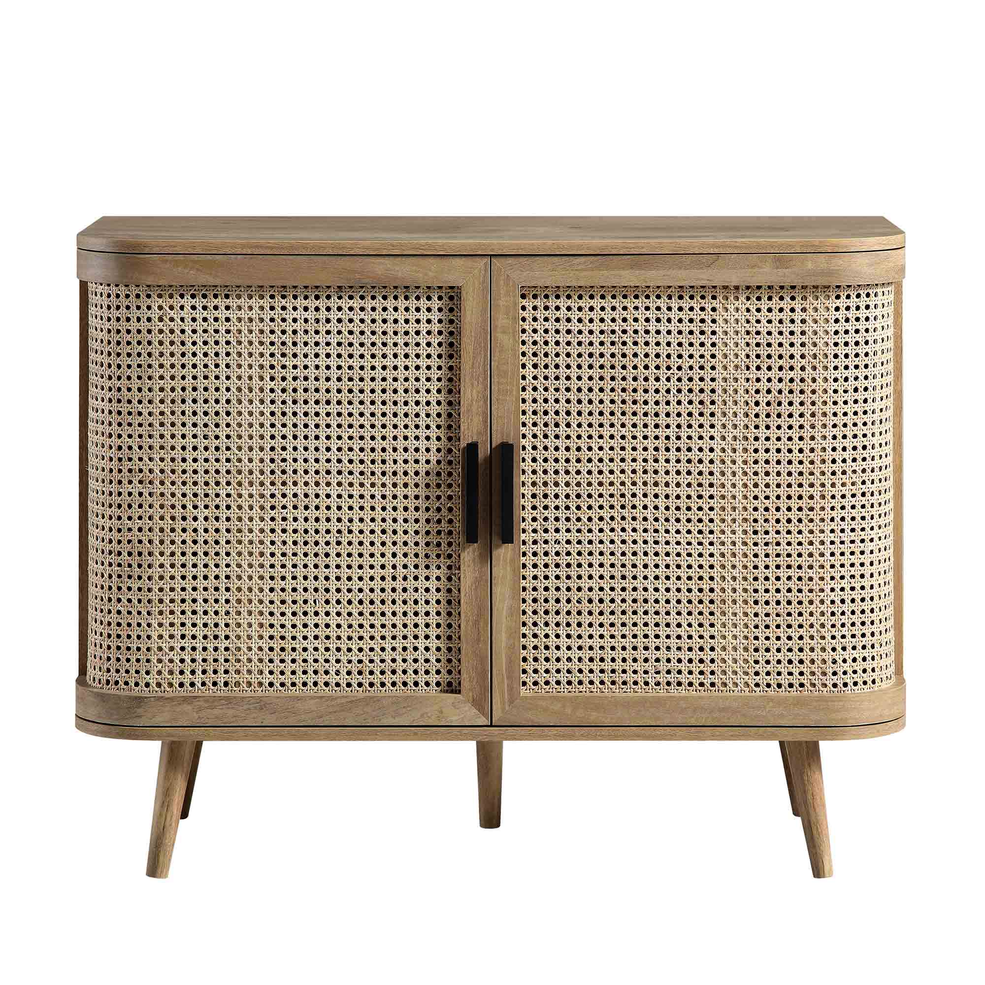 Izzy Curved Rattan 2-Door Small Sideboard, Natural - Image 4