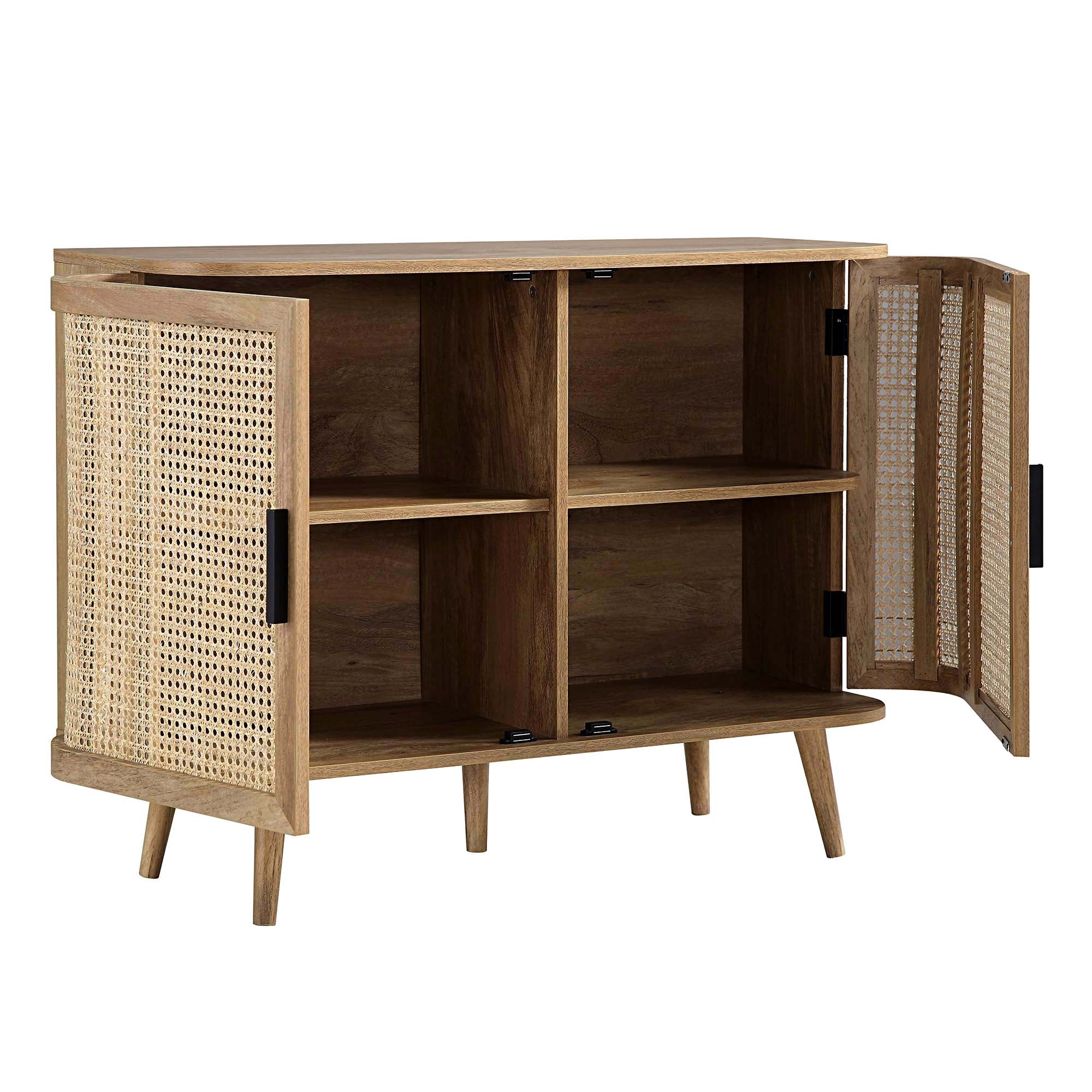 Izzy Curved Rattan 2-Door Small Sideboard, Natural - Image 7