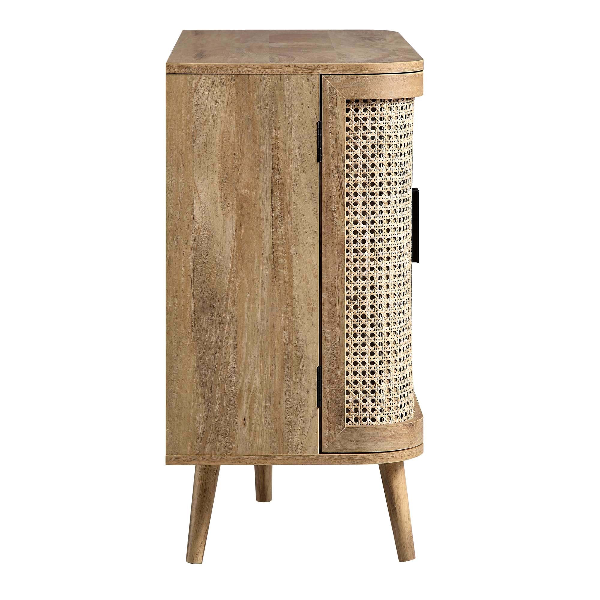 Izzy Curved Rattan 2-Door Small Sideboard, Natural - Image 8
