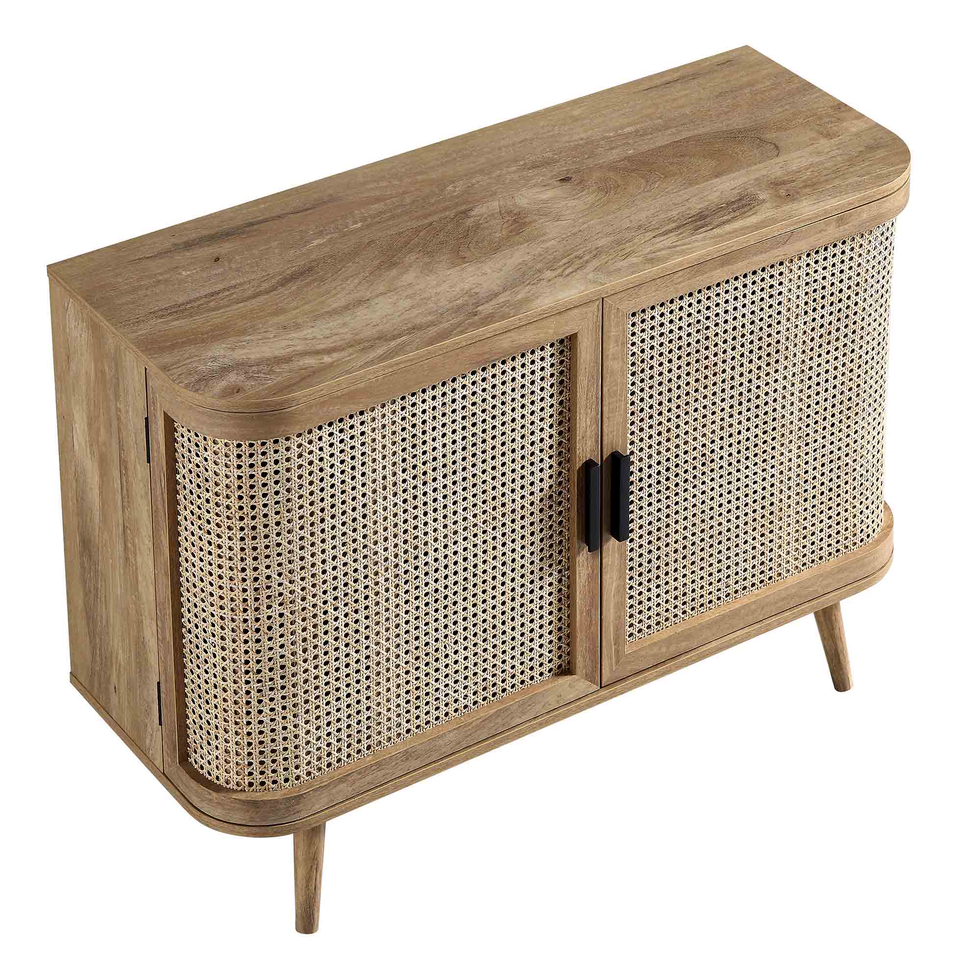 Izzy Curved Rattan 2-Door Small Sideboard, Natural - Image 9