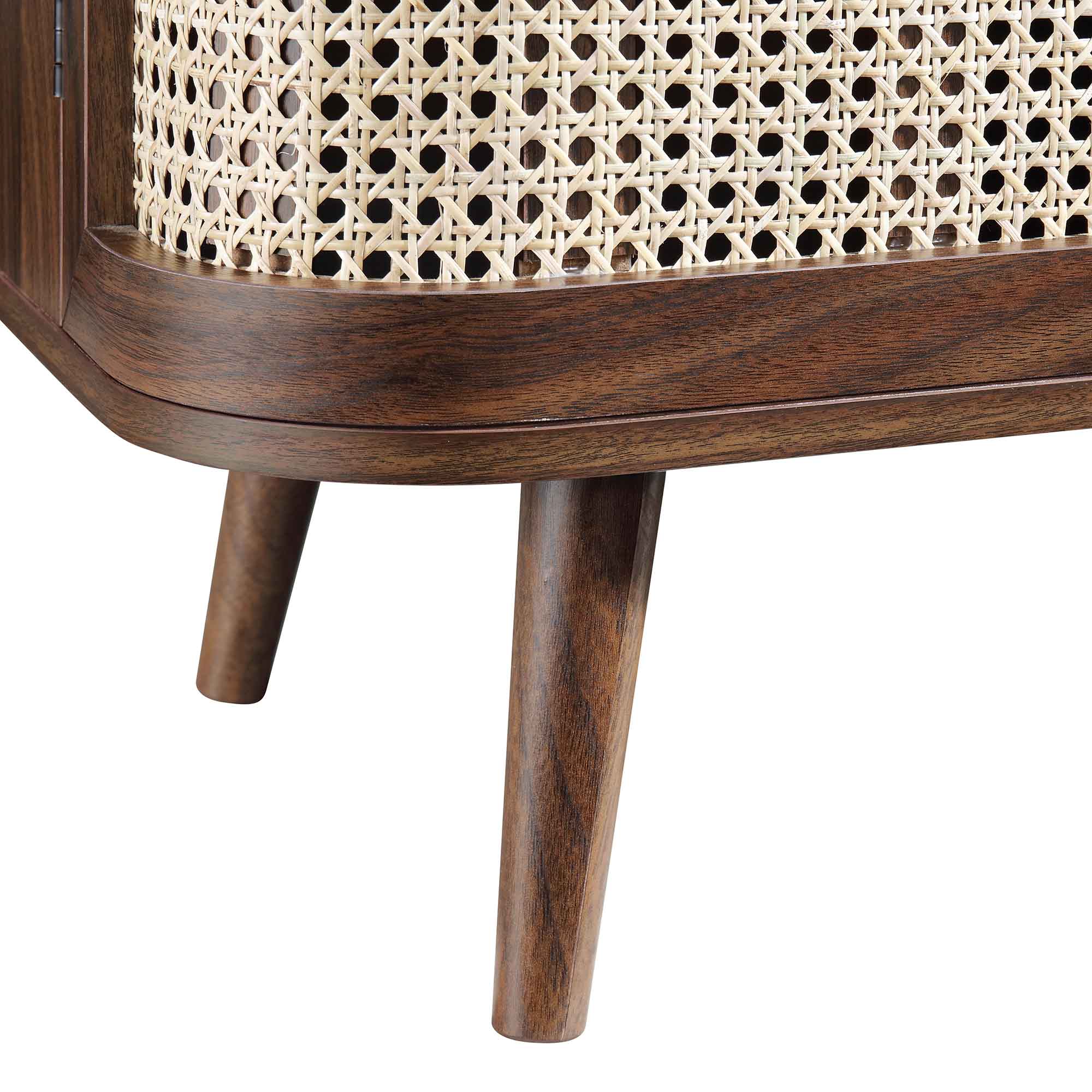 Izzy Curved Rattan 2-Door Small Sideboard, Walnut - Image 13