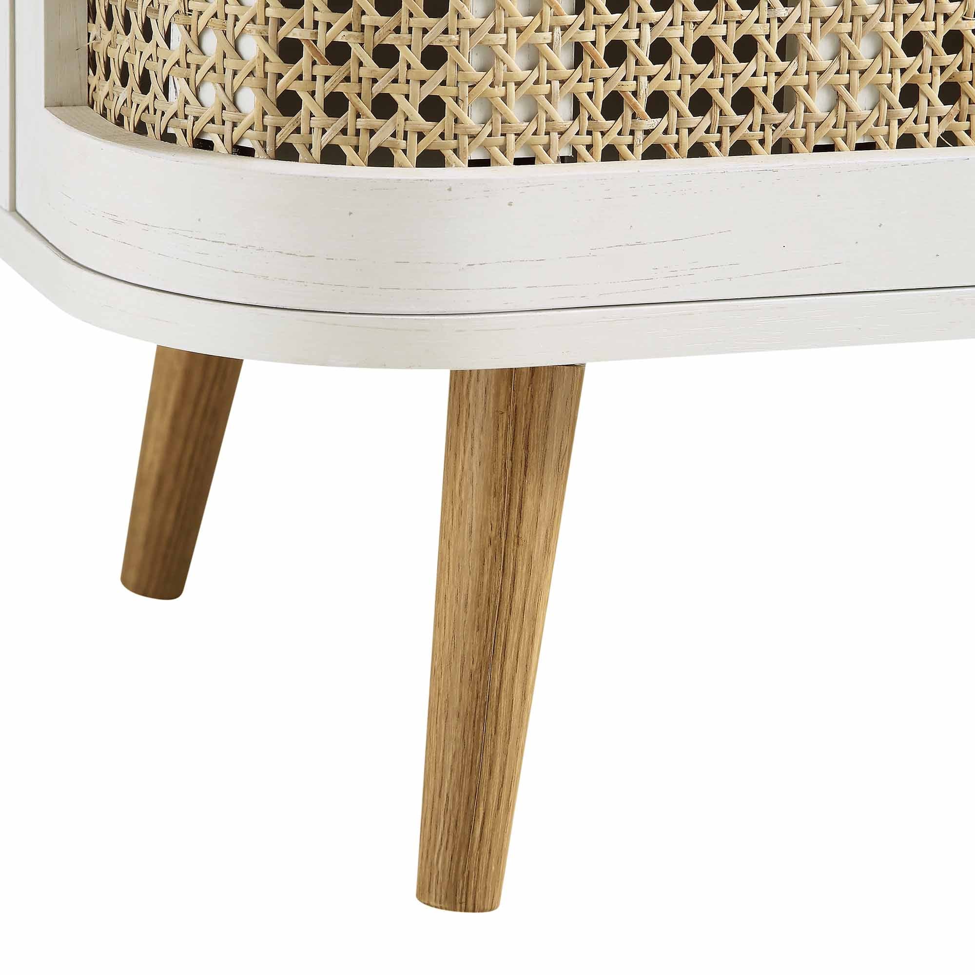 Izzy Curved Rattan 2-Door Small Sideboard, White - Image 12