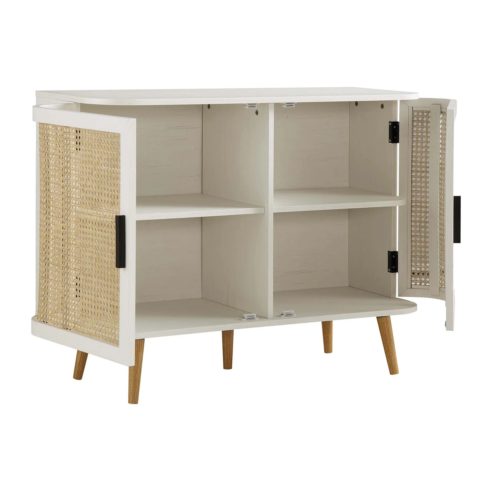 Izzy Curved Rattan 2-Door Small Sideboard, White - Image 7