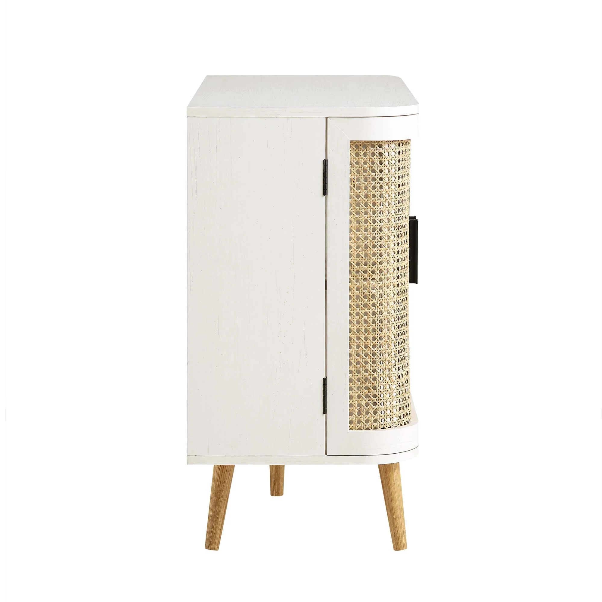 Izzy Curved Rattan 2-Door Small Sideboard, White - Image 8