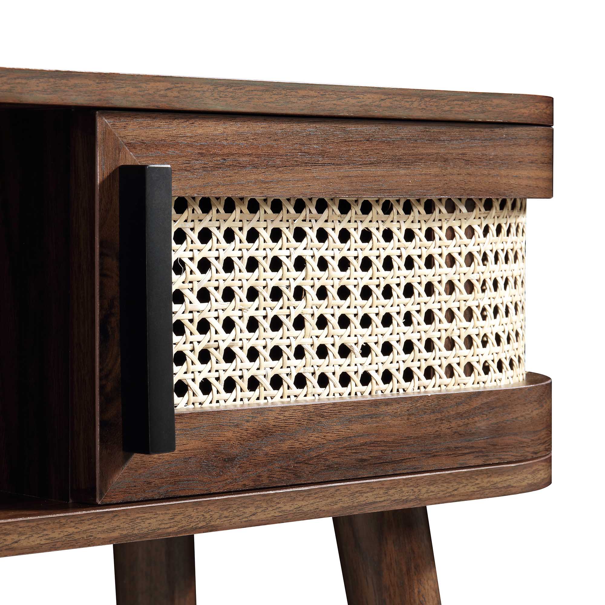 Izzy Curved Rattan 2-Door Table, Walnut - Image 12