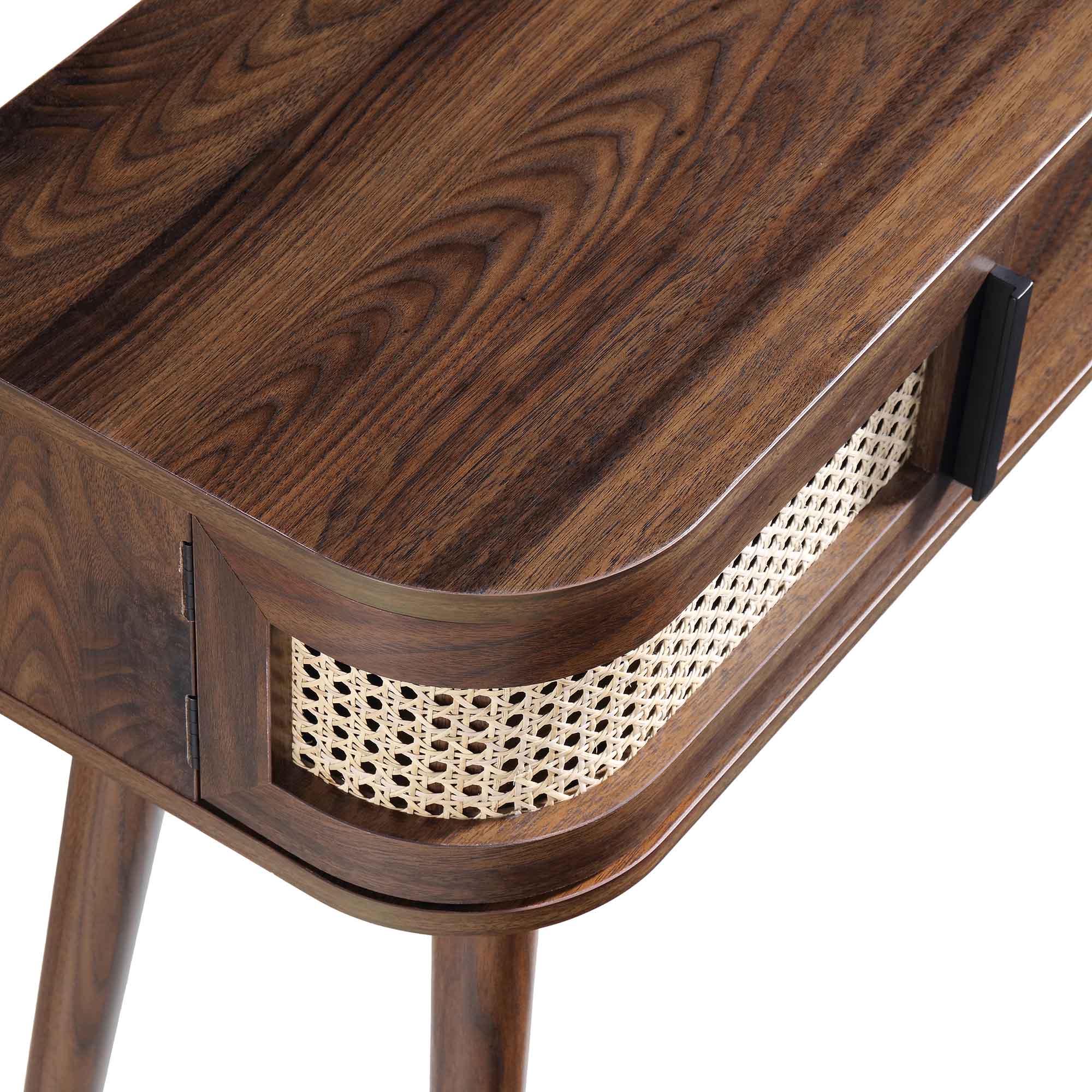 Izzy Curved Rattan 2-Door Table, Walnut - Image 13