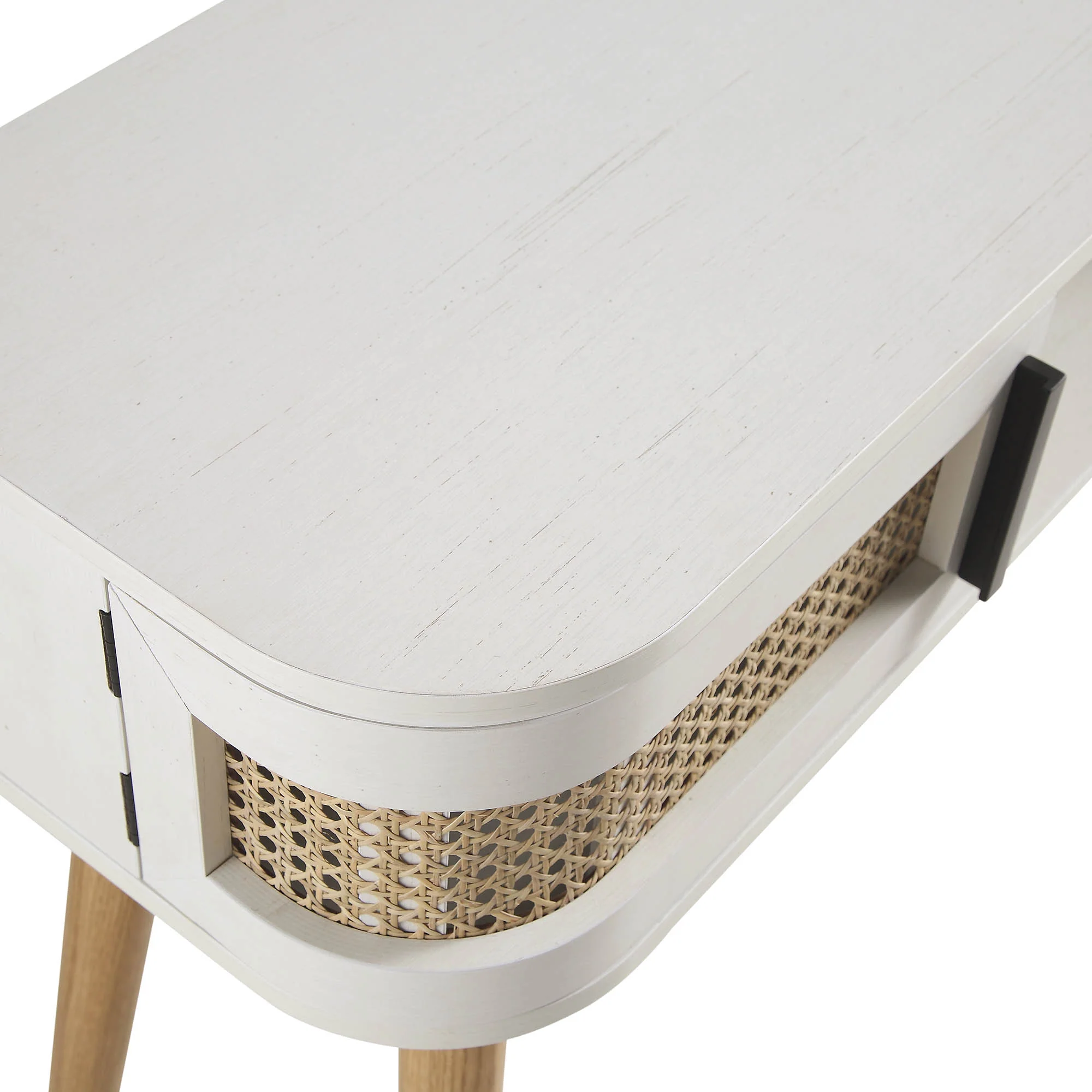 Izzy Curved Rattan 2-Door Table, White - Image 14