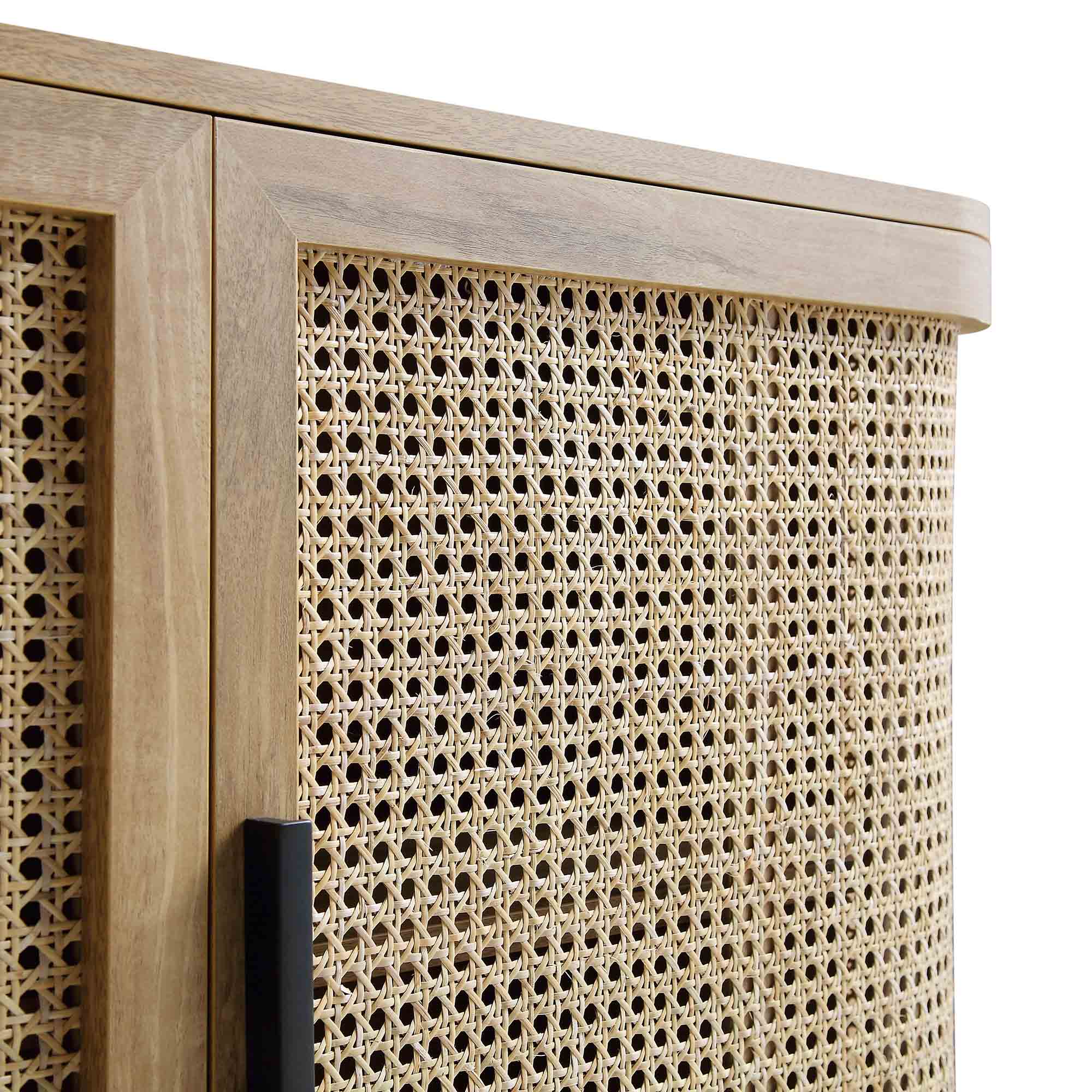 Izzy Curved Rattan Large 3-Door Sideboard, Natural - Image 11