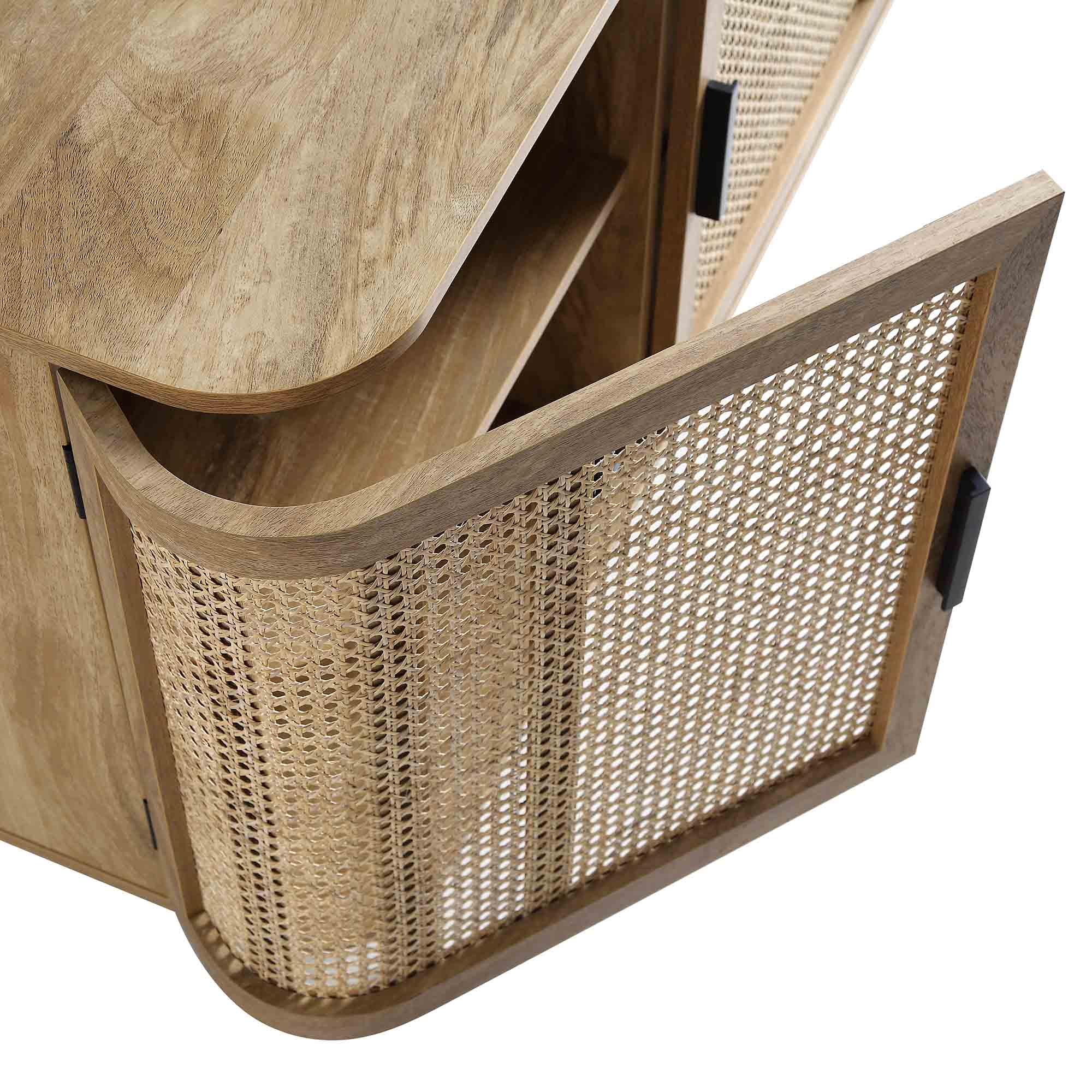 Izzy Curved Rattan Large 3-Door Sideboard, Natural - Image 14