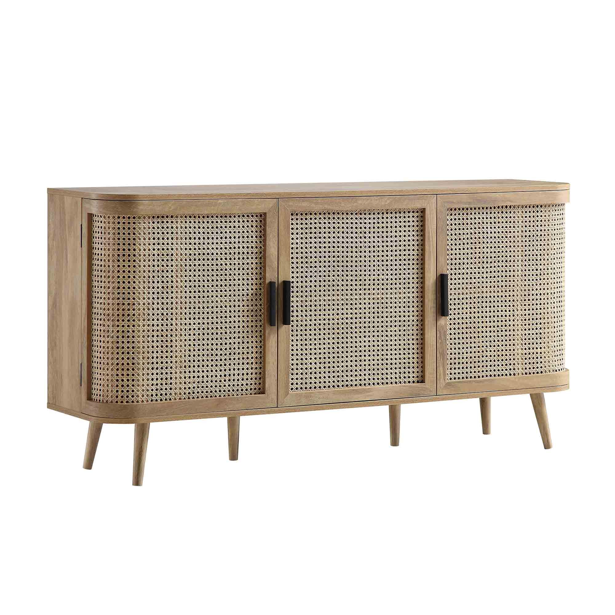 Izzy Curved Rattan Large 3-Door Sideboard, Natural - Image 5