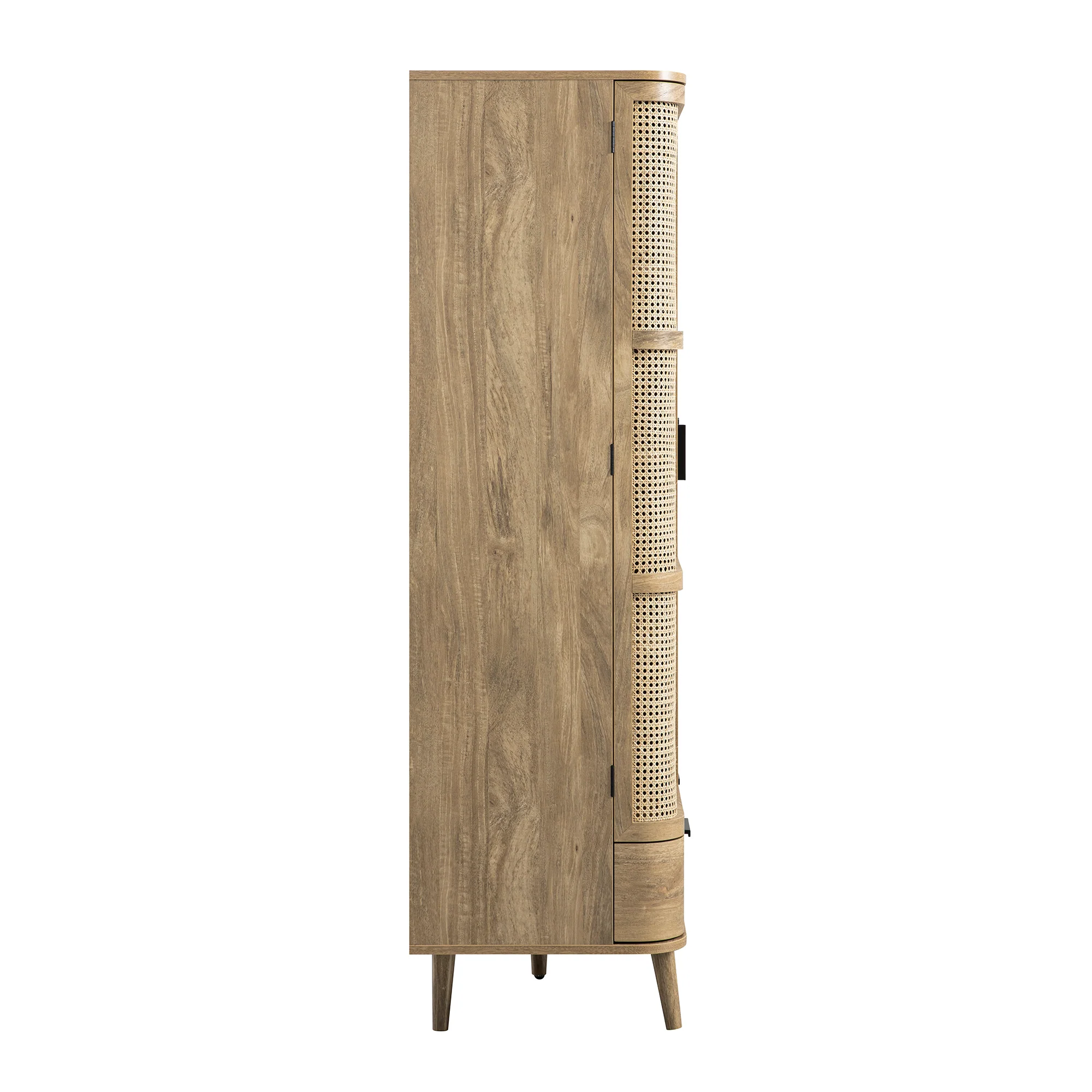 Izzy Curved Rattan 4-Door Wardrobe, Natural - Image 13