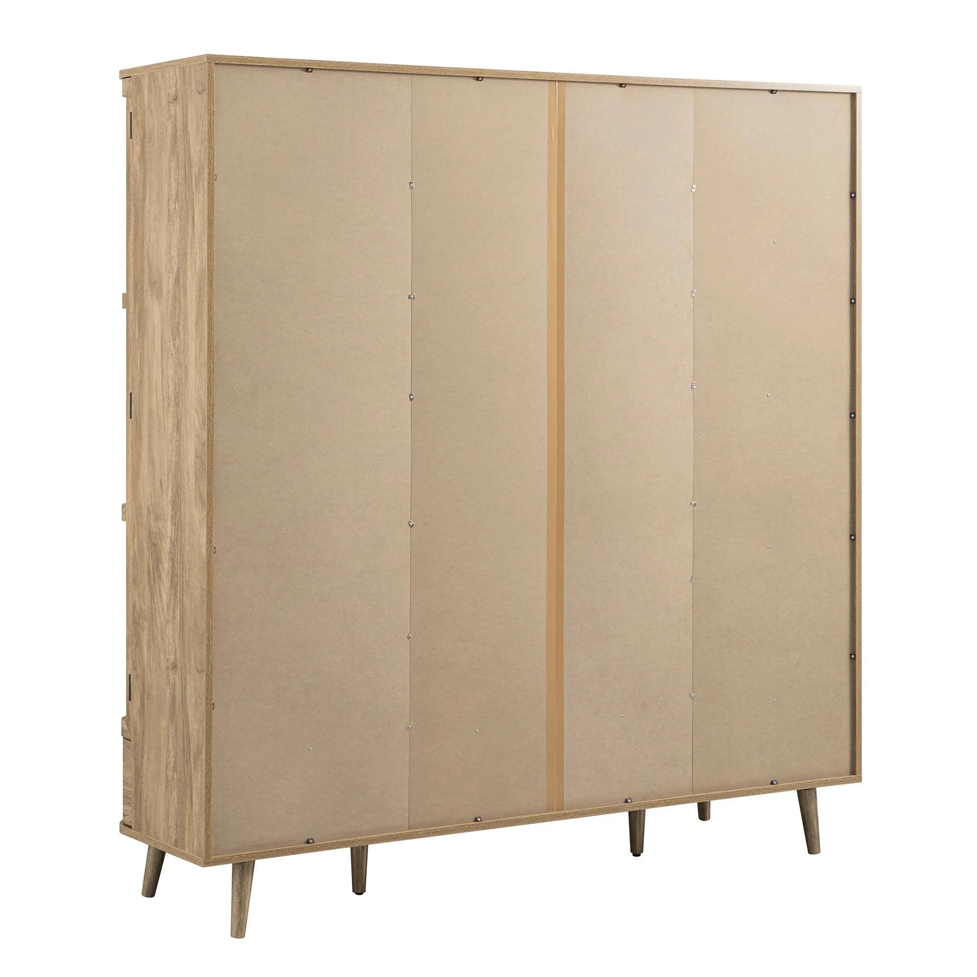 Izzy Curved Rattan 4-Door Wardrobe, Natural - Image 14