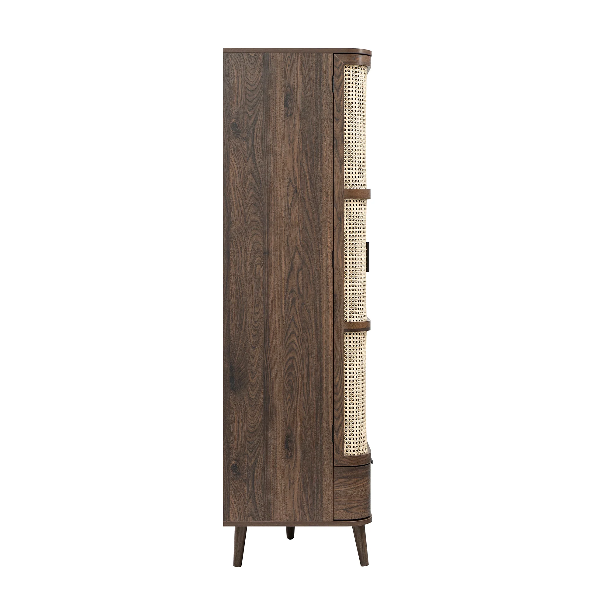 Izzy Curved Rattan 4-Door Wardrobe, Walnut - Image 13