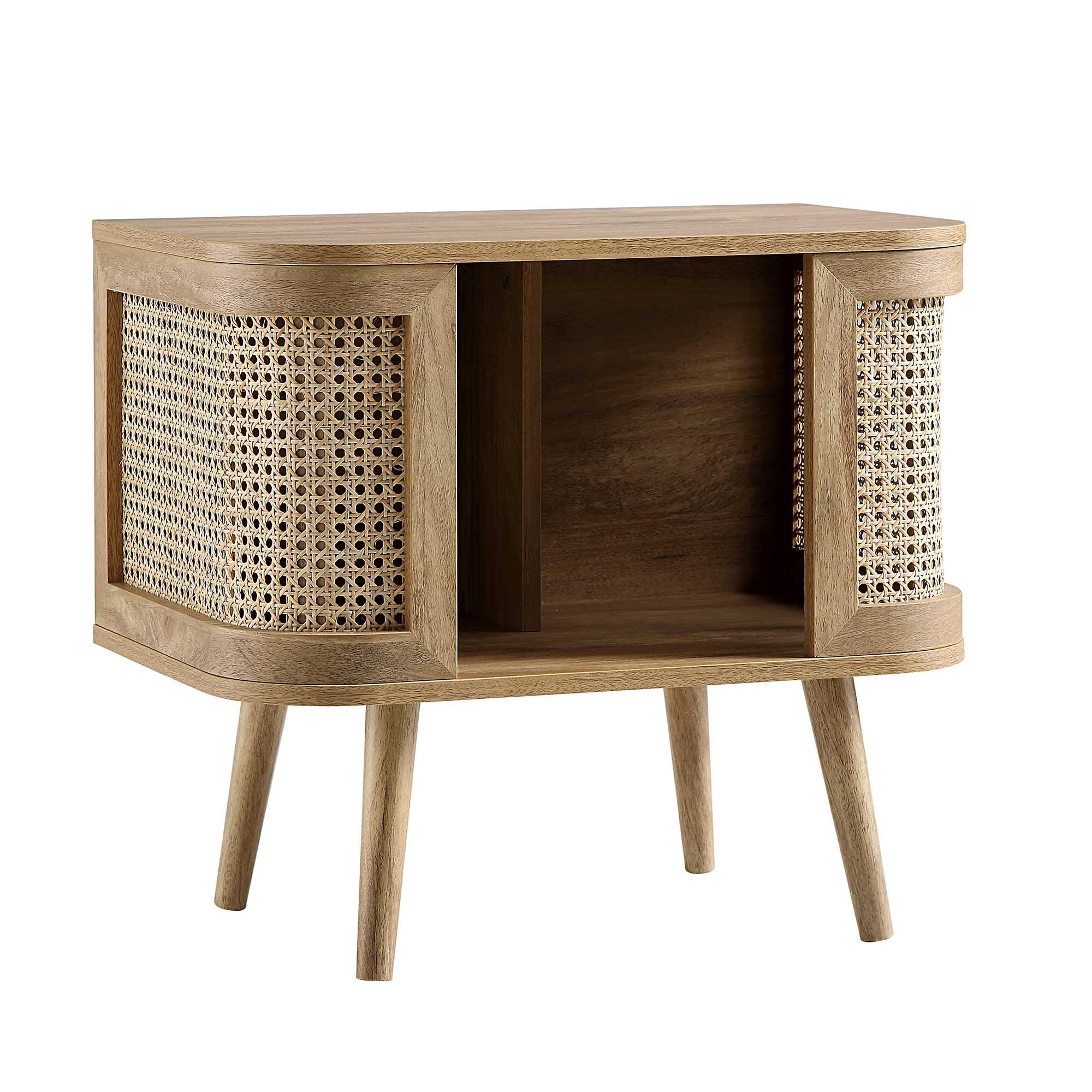 Izzy Curved Rattan Bedside Table, Natural - Image 5