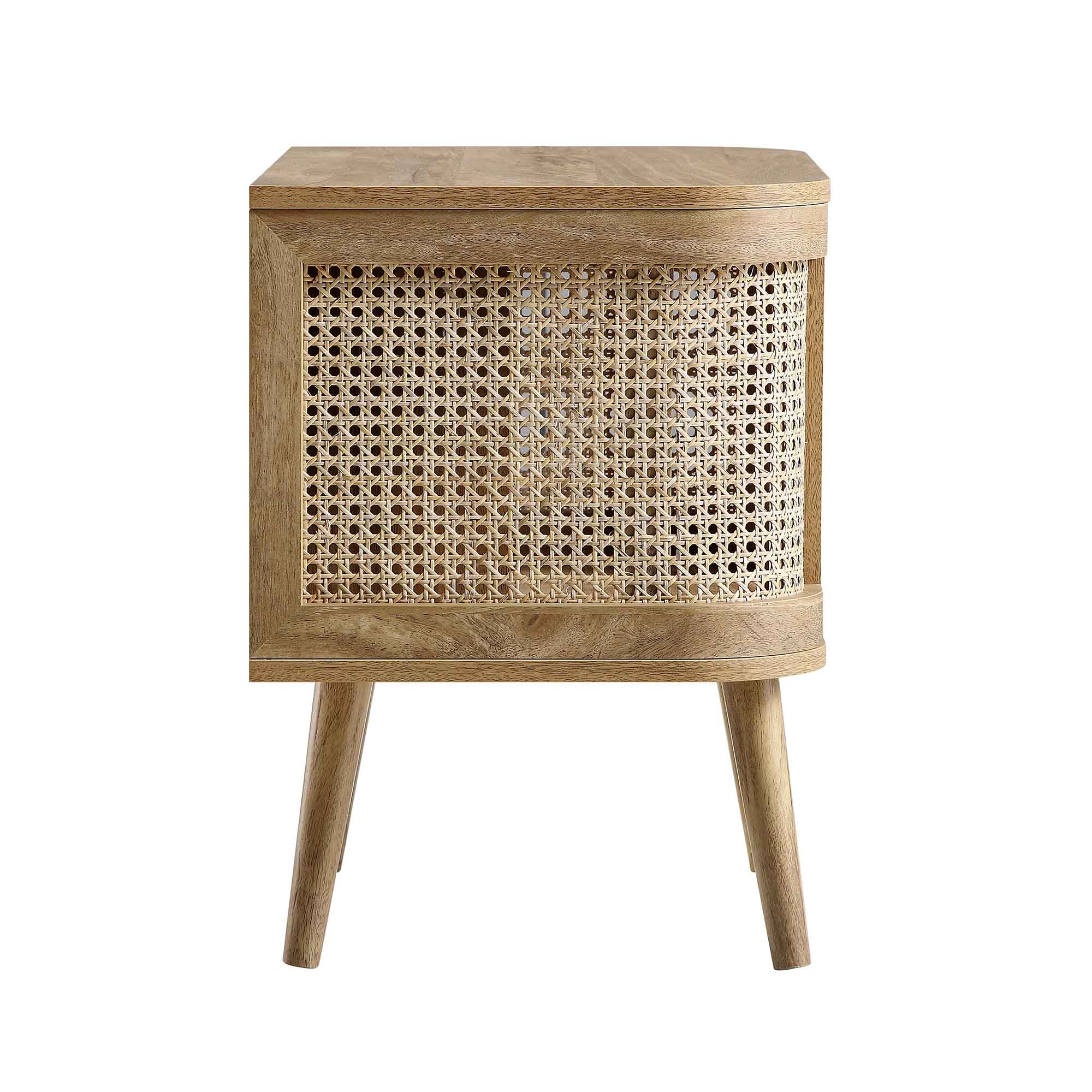 Izzy Curved Rattan Bedside Table, Natural - Image 7