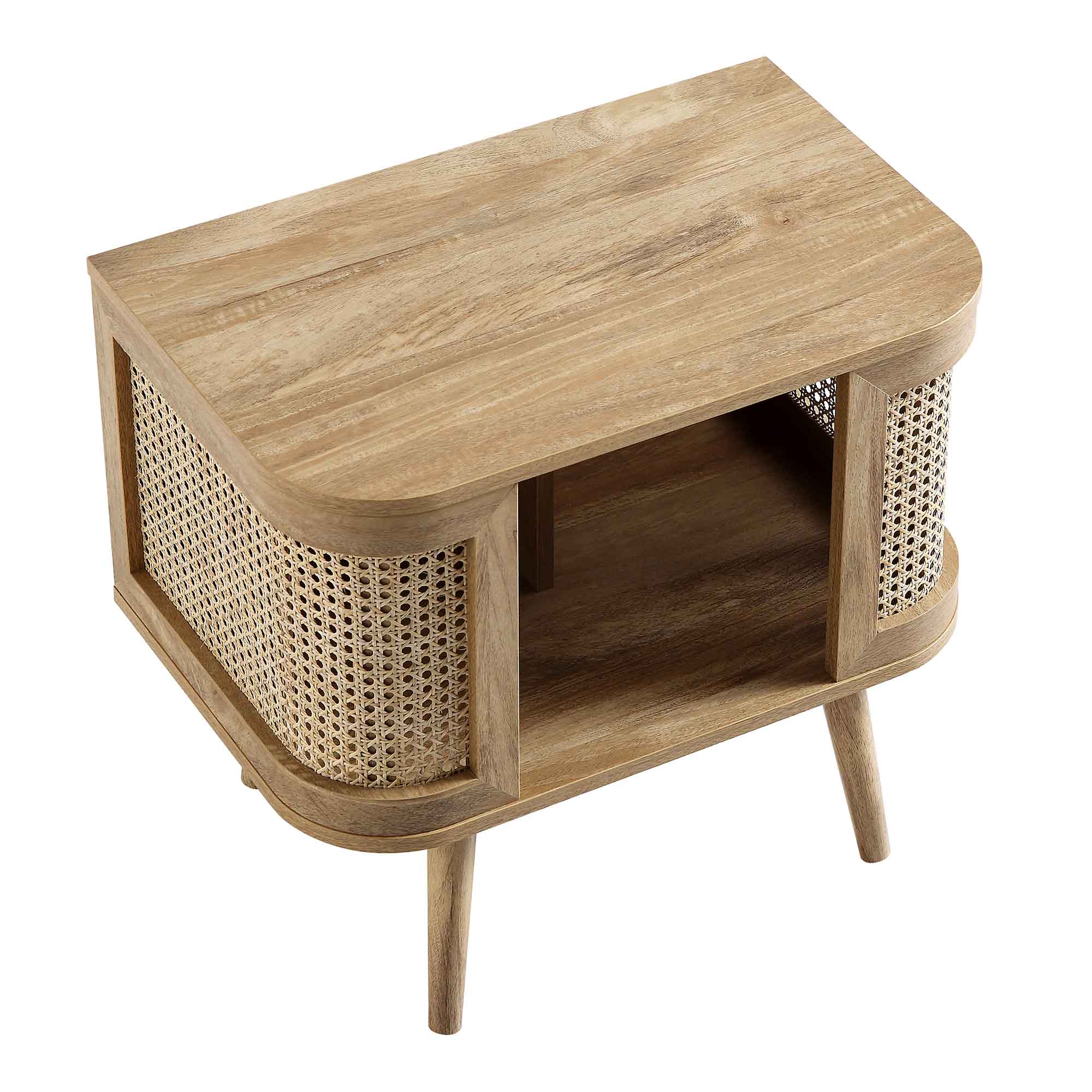 Izzy Curved Rattan Bedside Table, Natural - Image 8