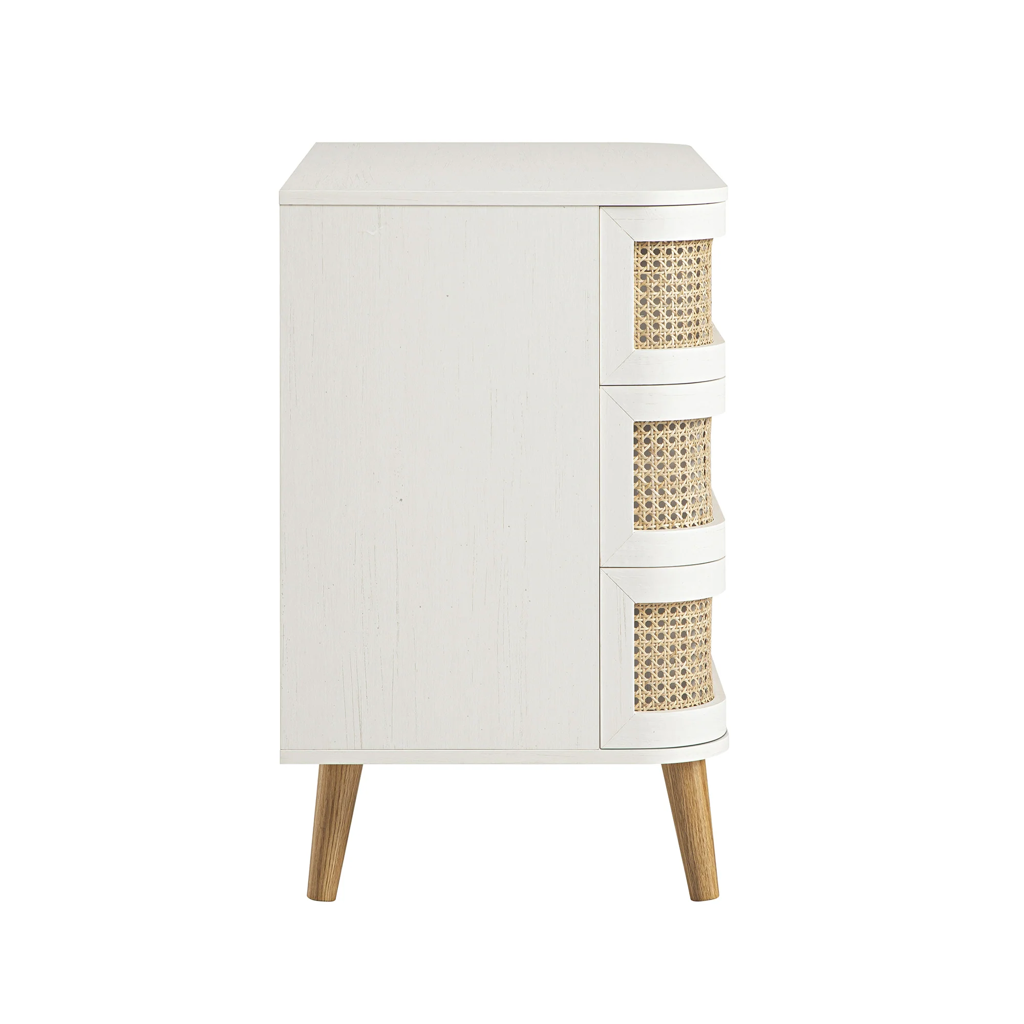 Izzy Curved Rattan Chest of 3 Drawers, White - Image 11