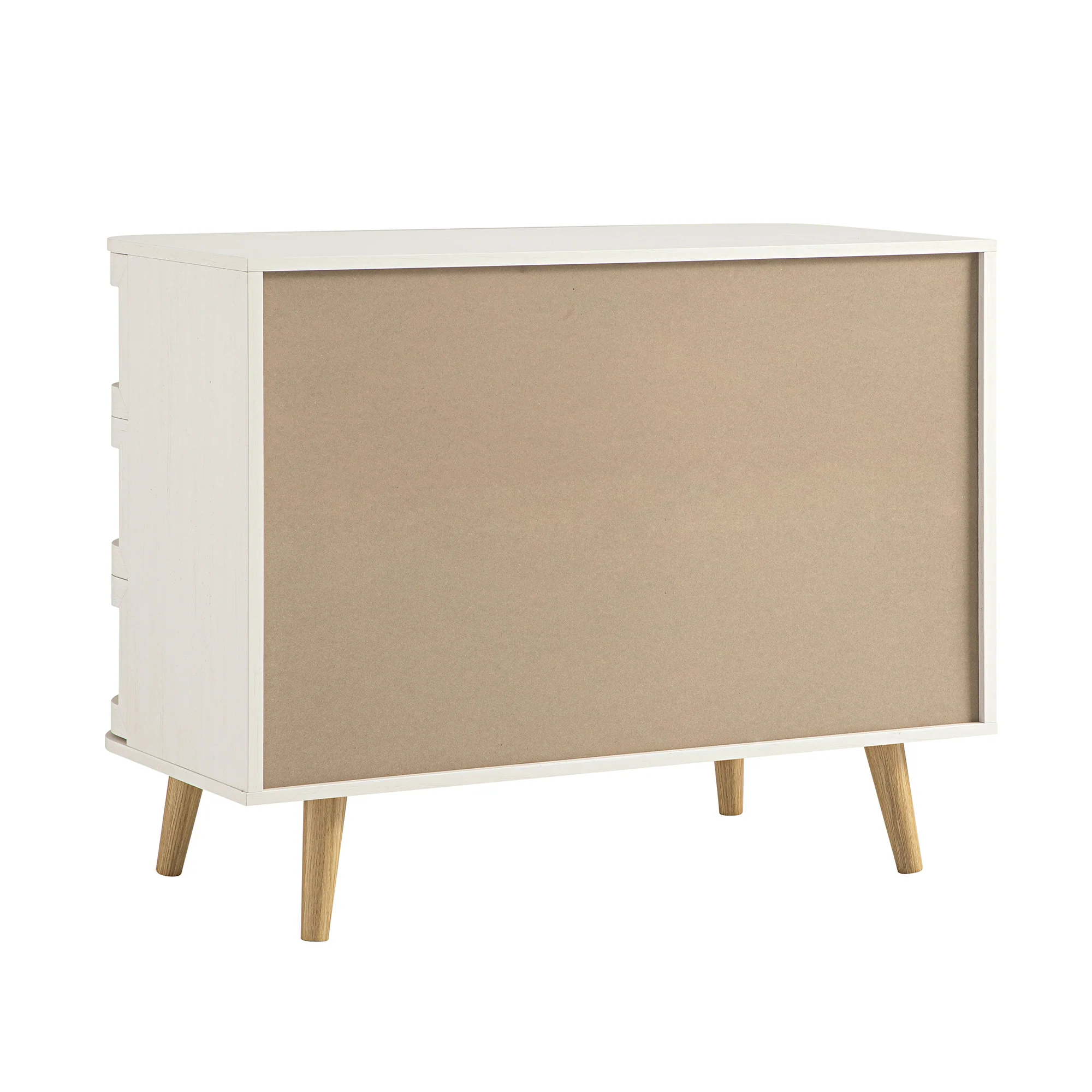 Izzy Curved Rattan Chest of 3 Drawers, White - Image 13