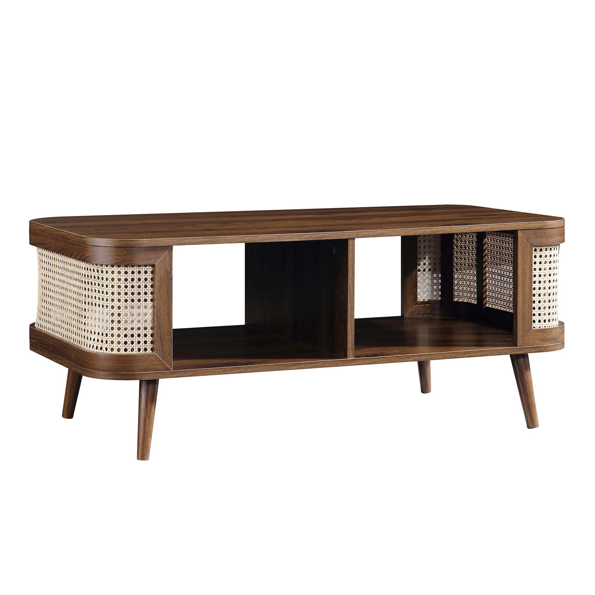 Izzy Curved Rattan Coffee Table, Walnut - Image 5