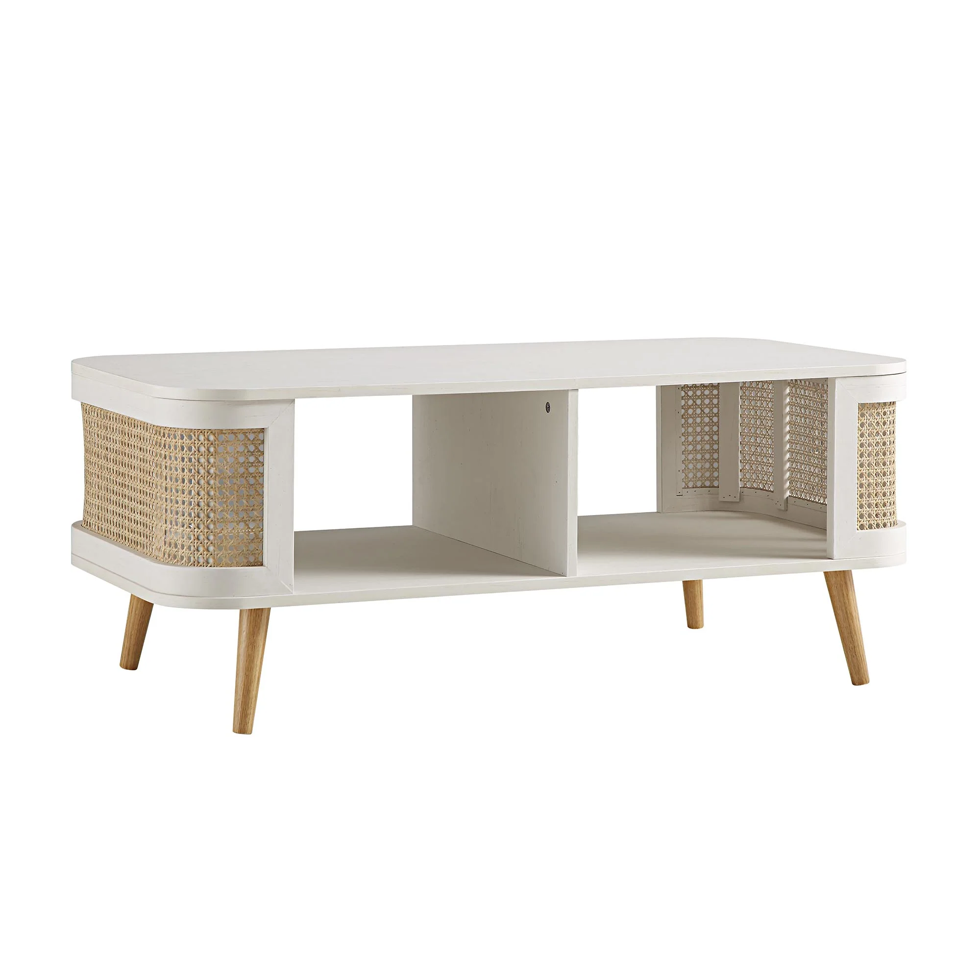 Izzy Curved Rattan Coffee Table, White - Image 5
