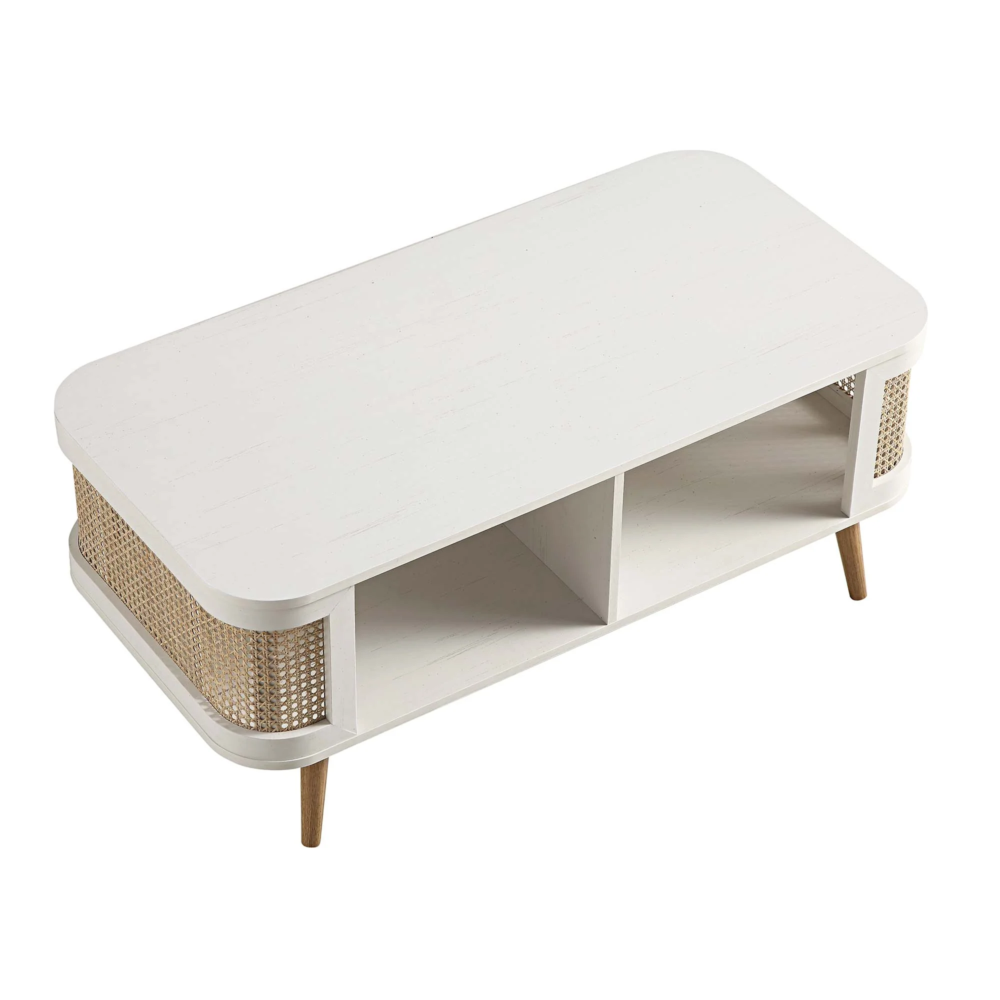 Izzy Curved Rattan Coffee Table, White - Image 7