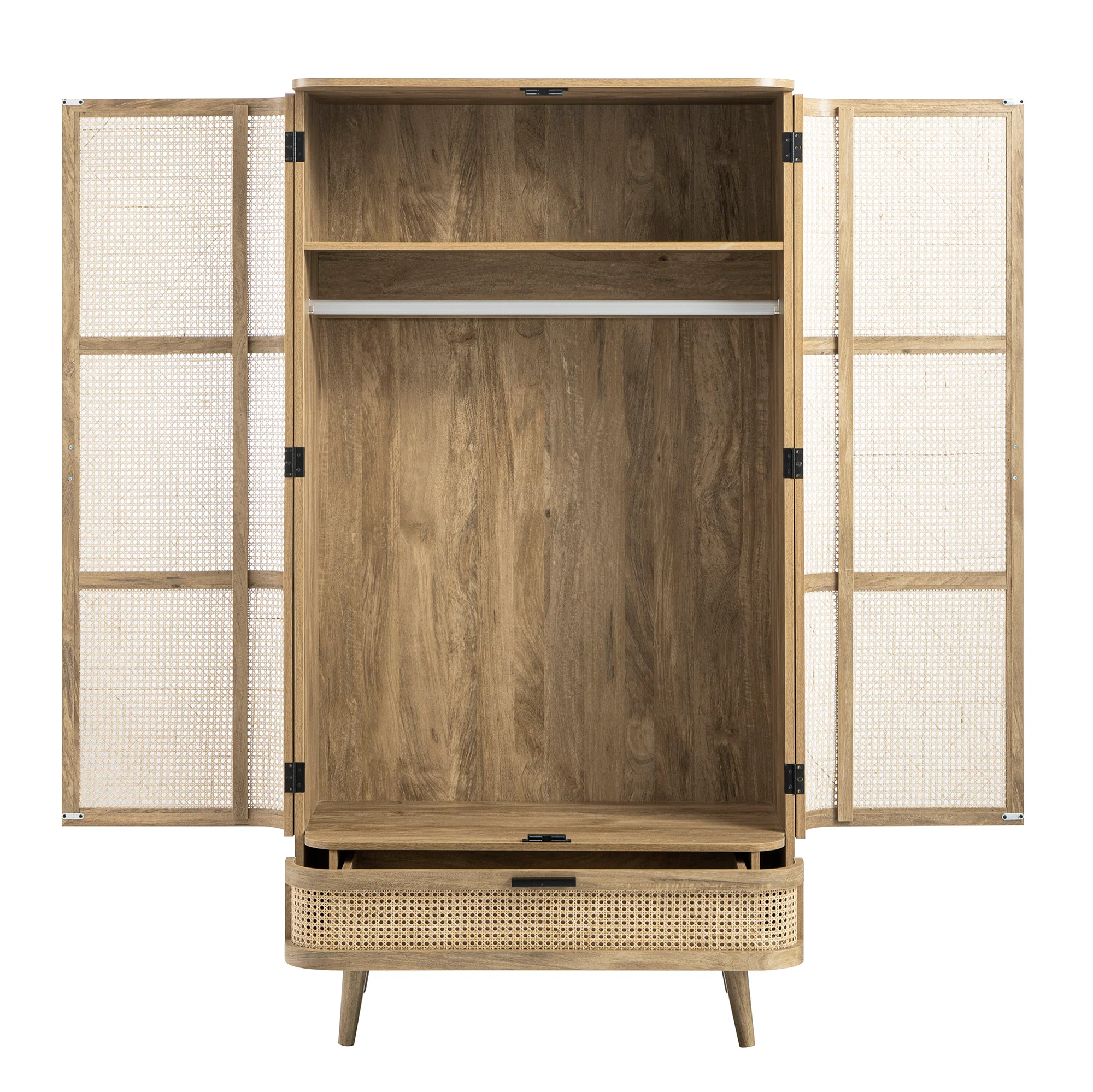 Izzy Curved Rattan Double Wardrobe, Natural - Image 11