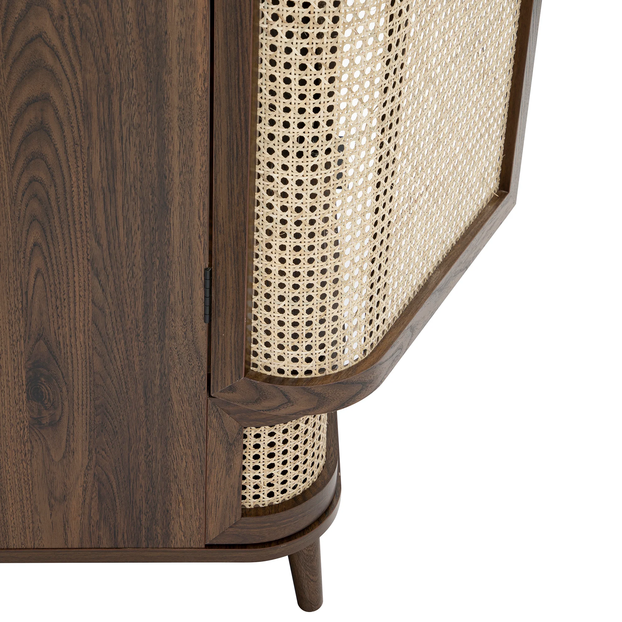 Izzy Curved Rattan Double Wardrobe, Walnut - Image 17
