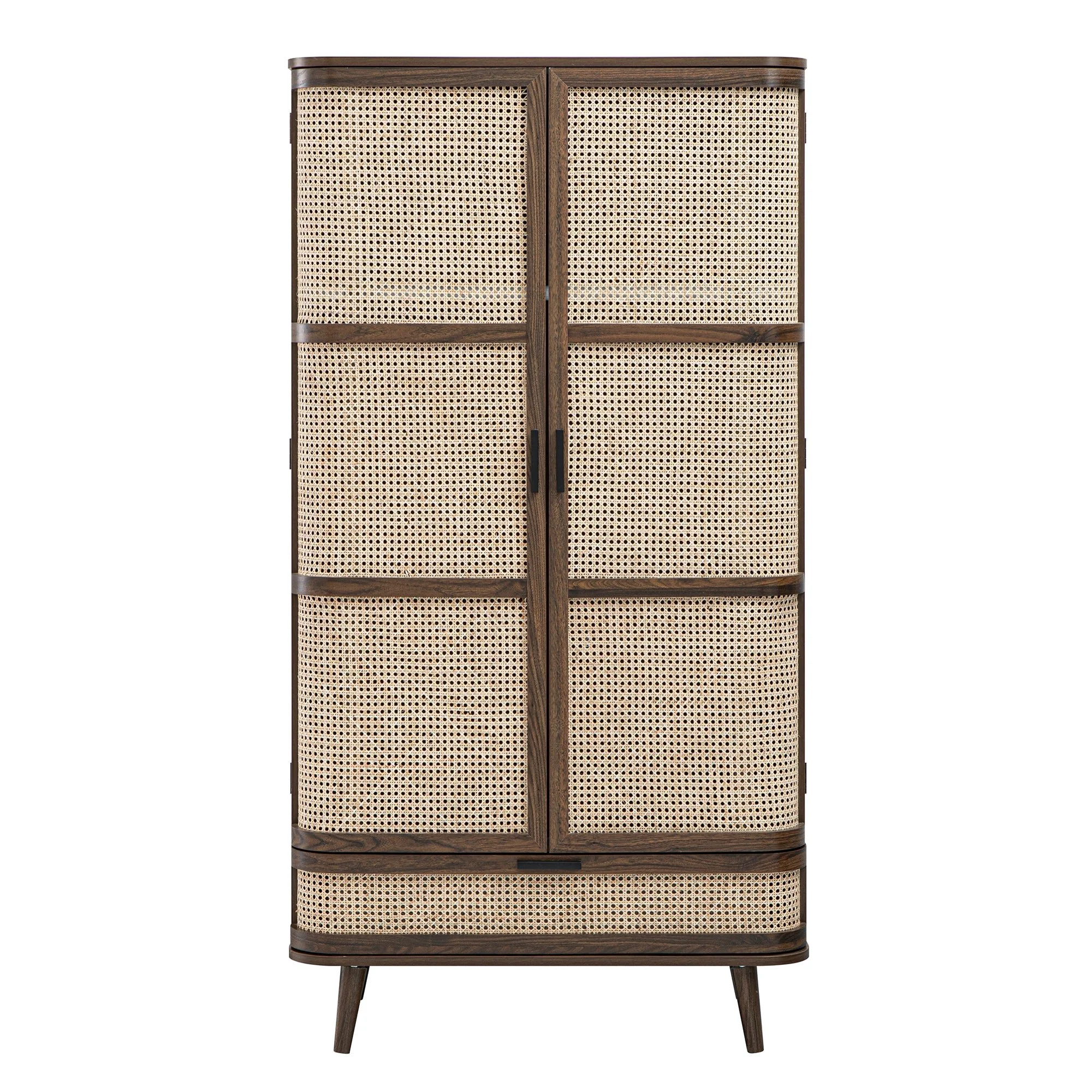 Izzy Curved Rattan Double Wardrobe, Walnut - Image 8