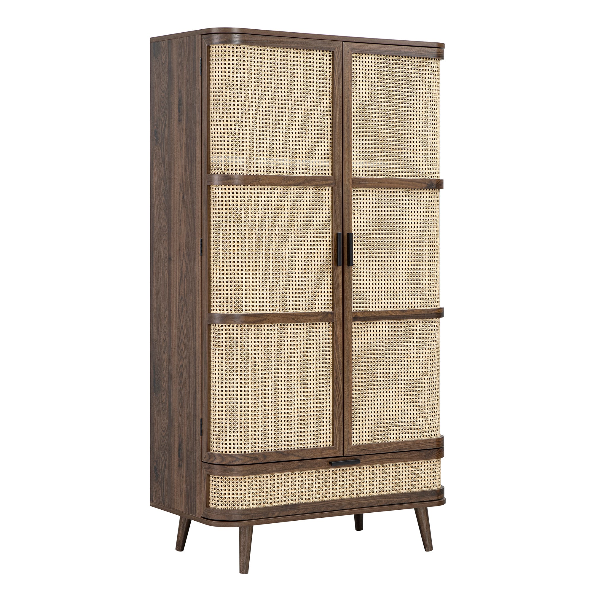 Izzy Curved Rattan Double Wardrobe, Walnut - Image 9