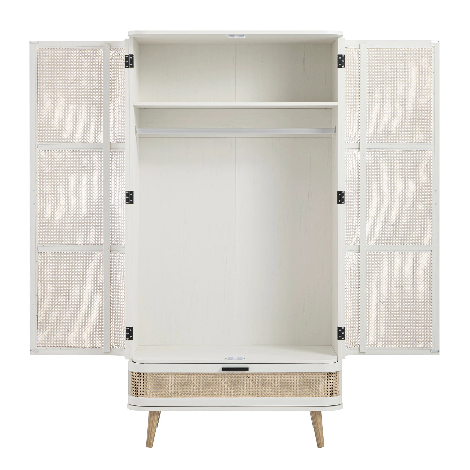 Izzy Curved Rattan Double Wardrobe, White - Image 10