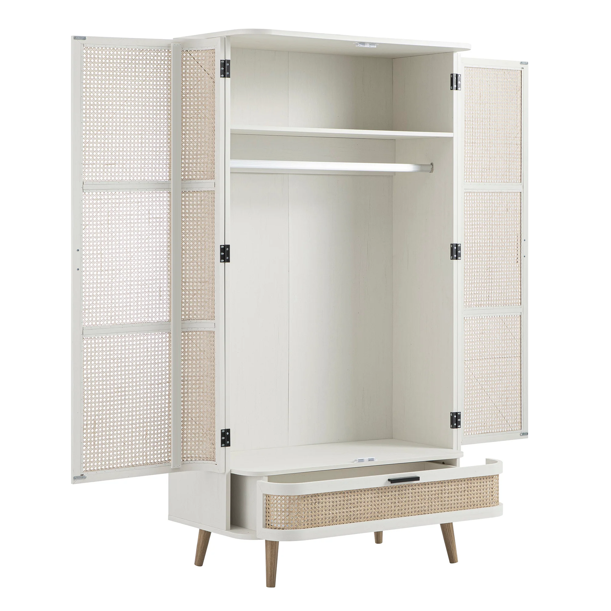 Izzy Curved Rattan Double Wardrobe, White - Image 11