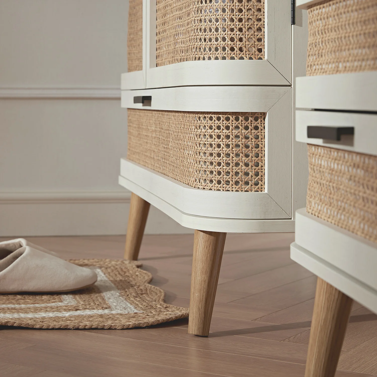 Izzy Curved Rattan Double Wardrobe, White - Image 6